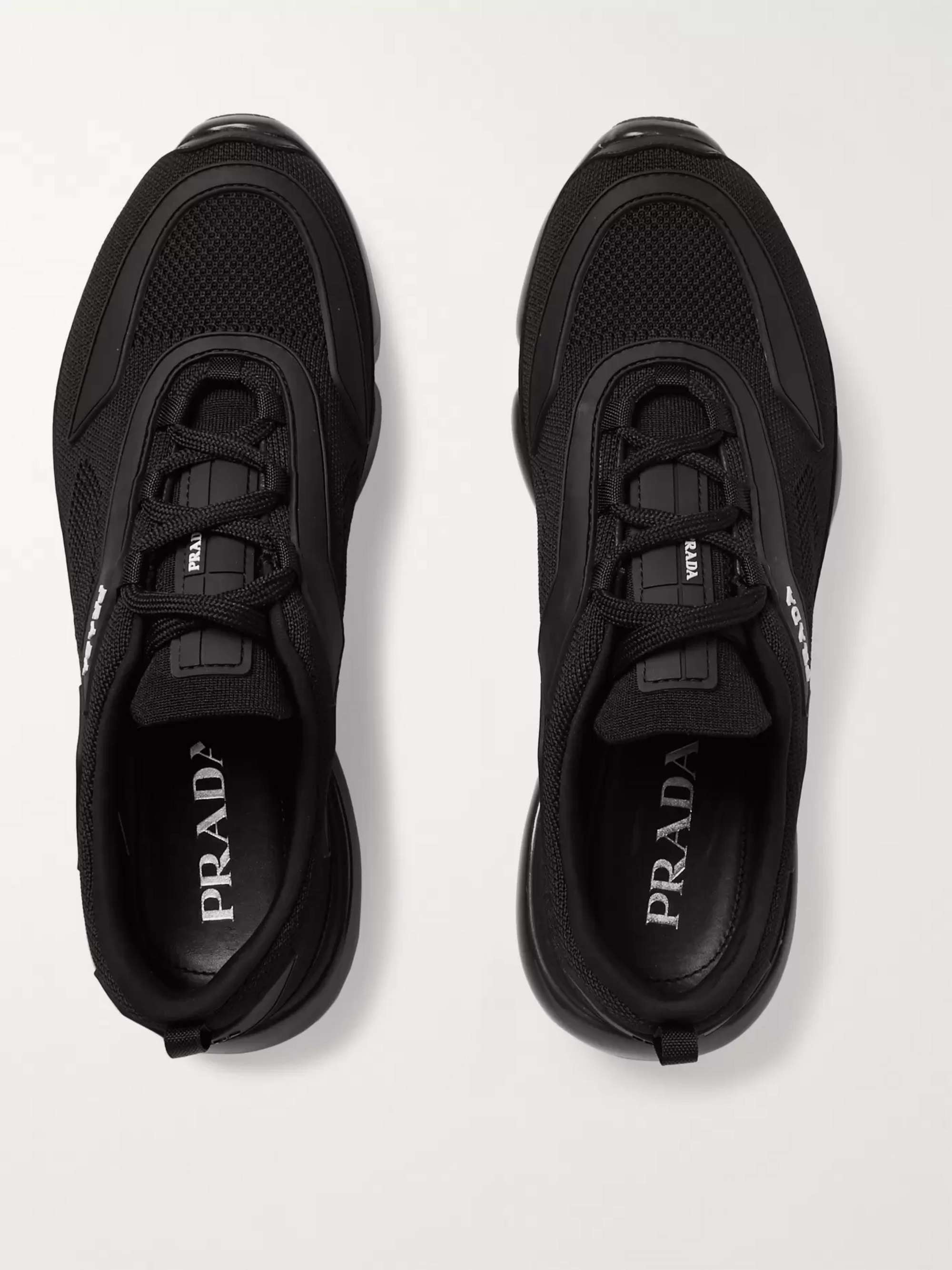 PRADA Cloudbust Mesh, Rubber and Leather Sneakers