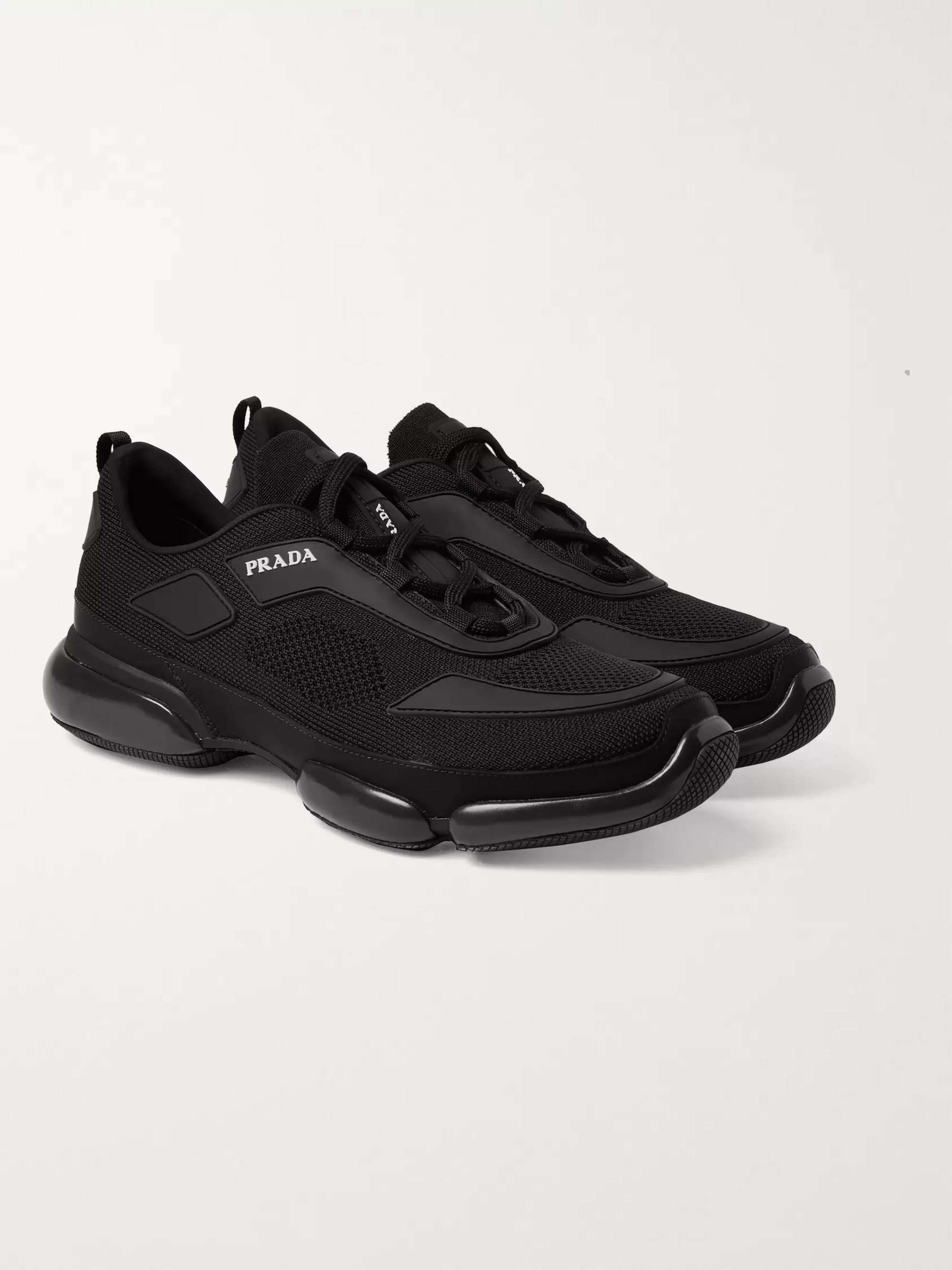 PRADA Cloudbust Mesh, Rubber and Leather Sneakers
