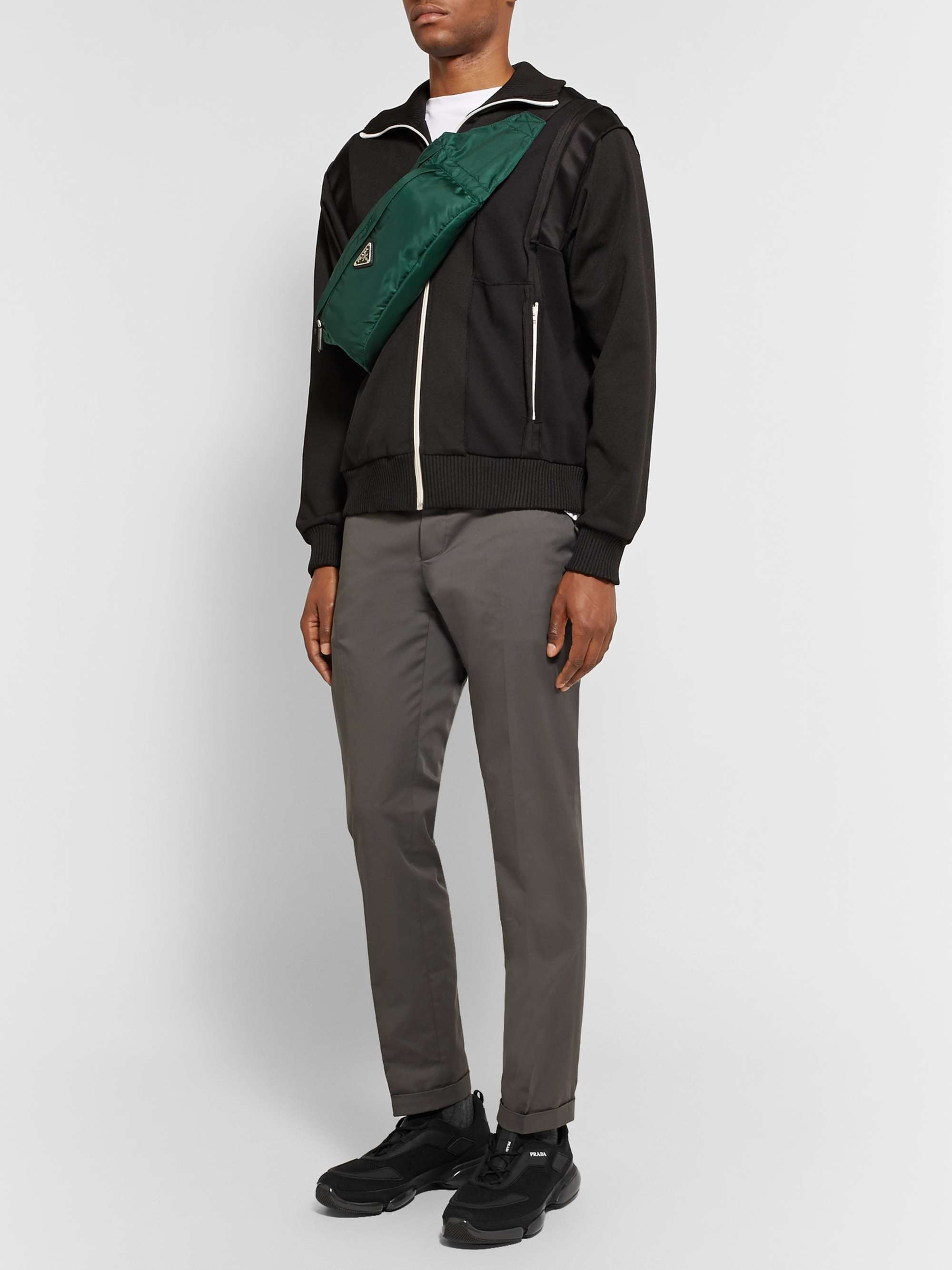 PRADA Cloudbust Mesh, Rubber and Leather Sneakers