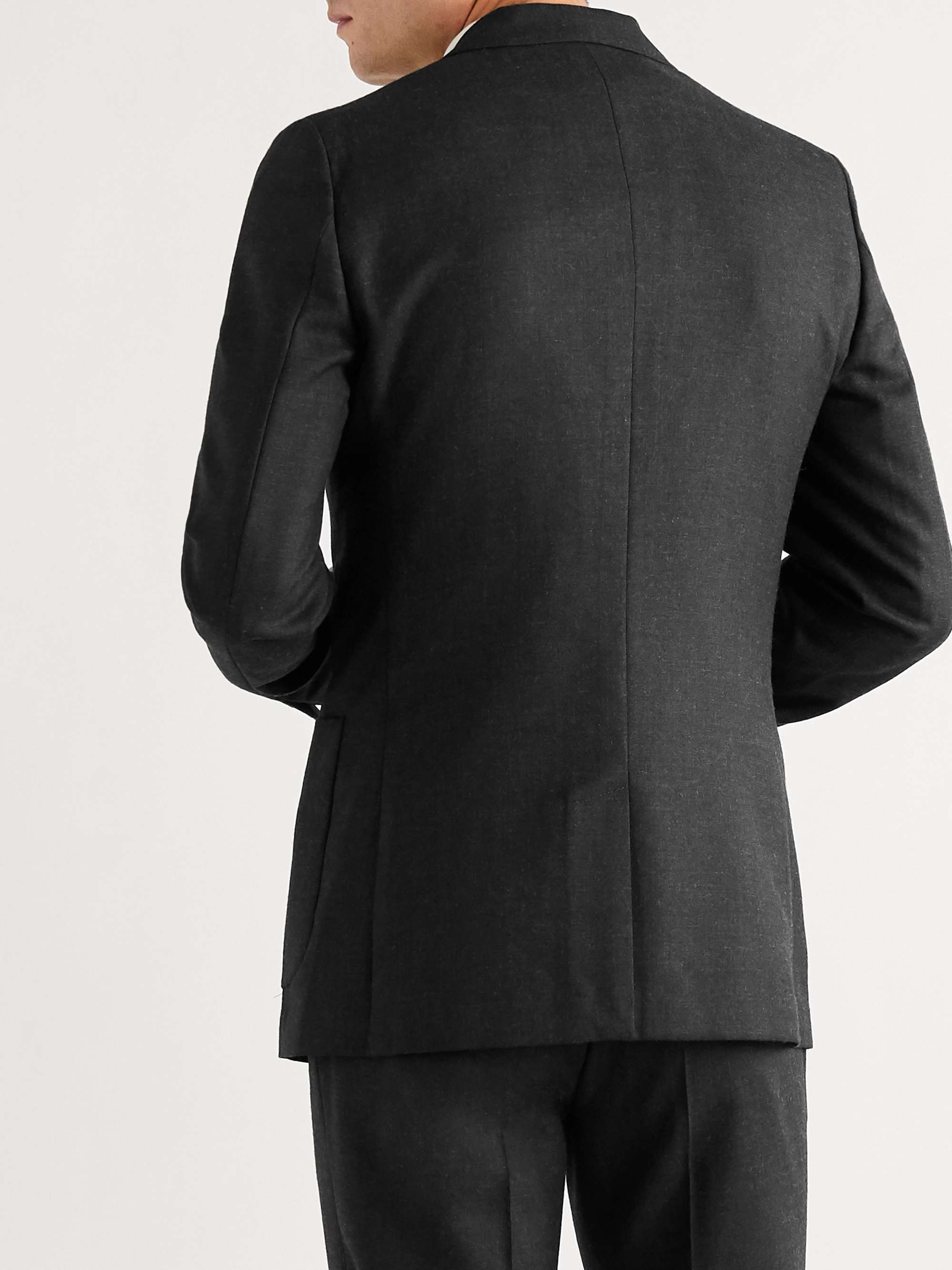 MR P. Black Unstructured Worsted Wool Blazer