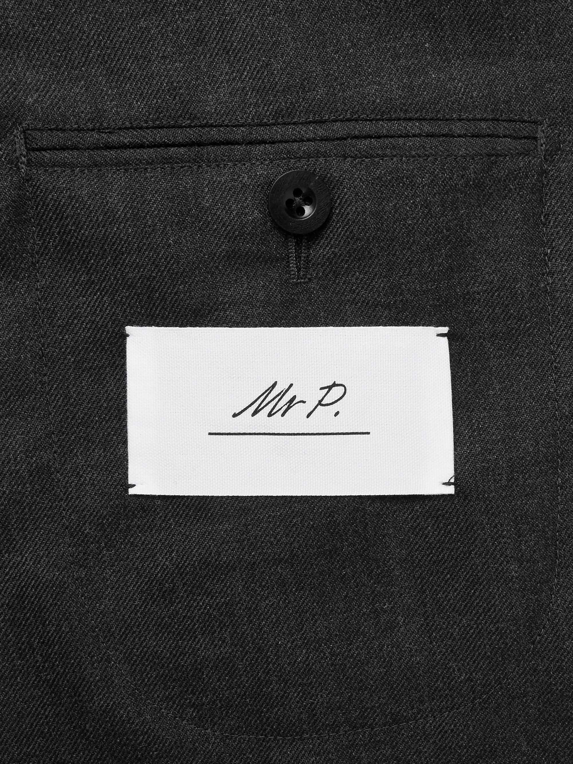 MR P. Black Unstructured Worsted Wool Blazer