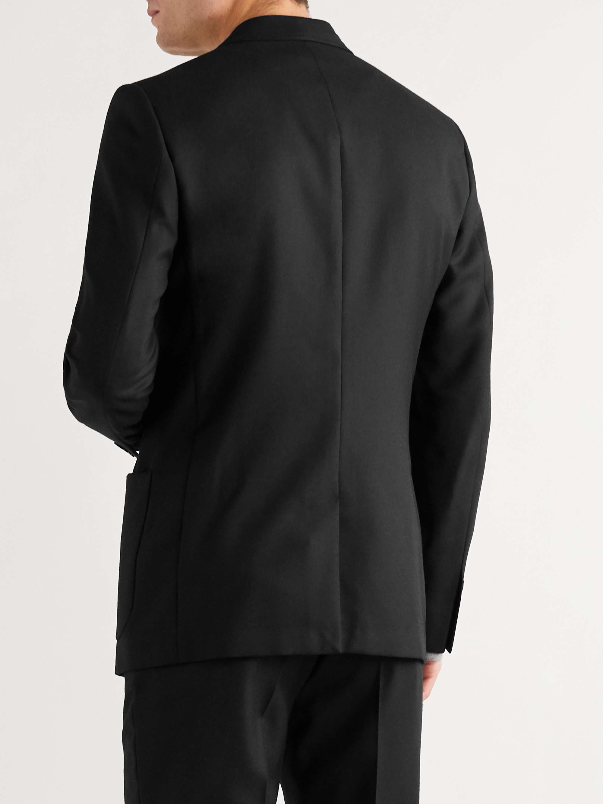 MR P. Black Unstructured Worsted Wool Blazer