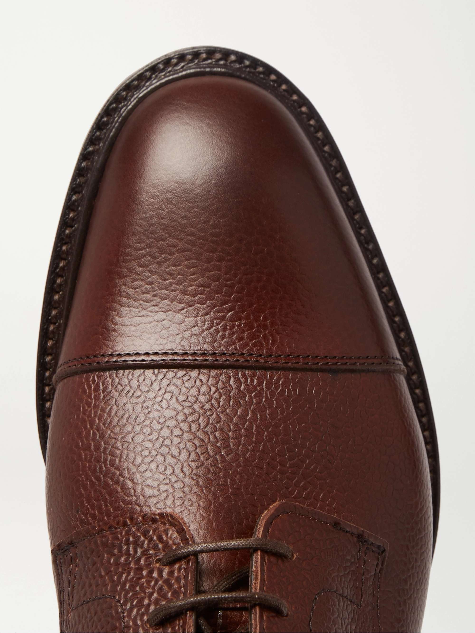 KINGSMAN + George Cleverley Cap-Toe Pebble-Grain Leather Boots