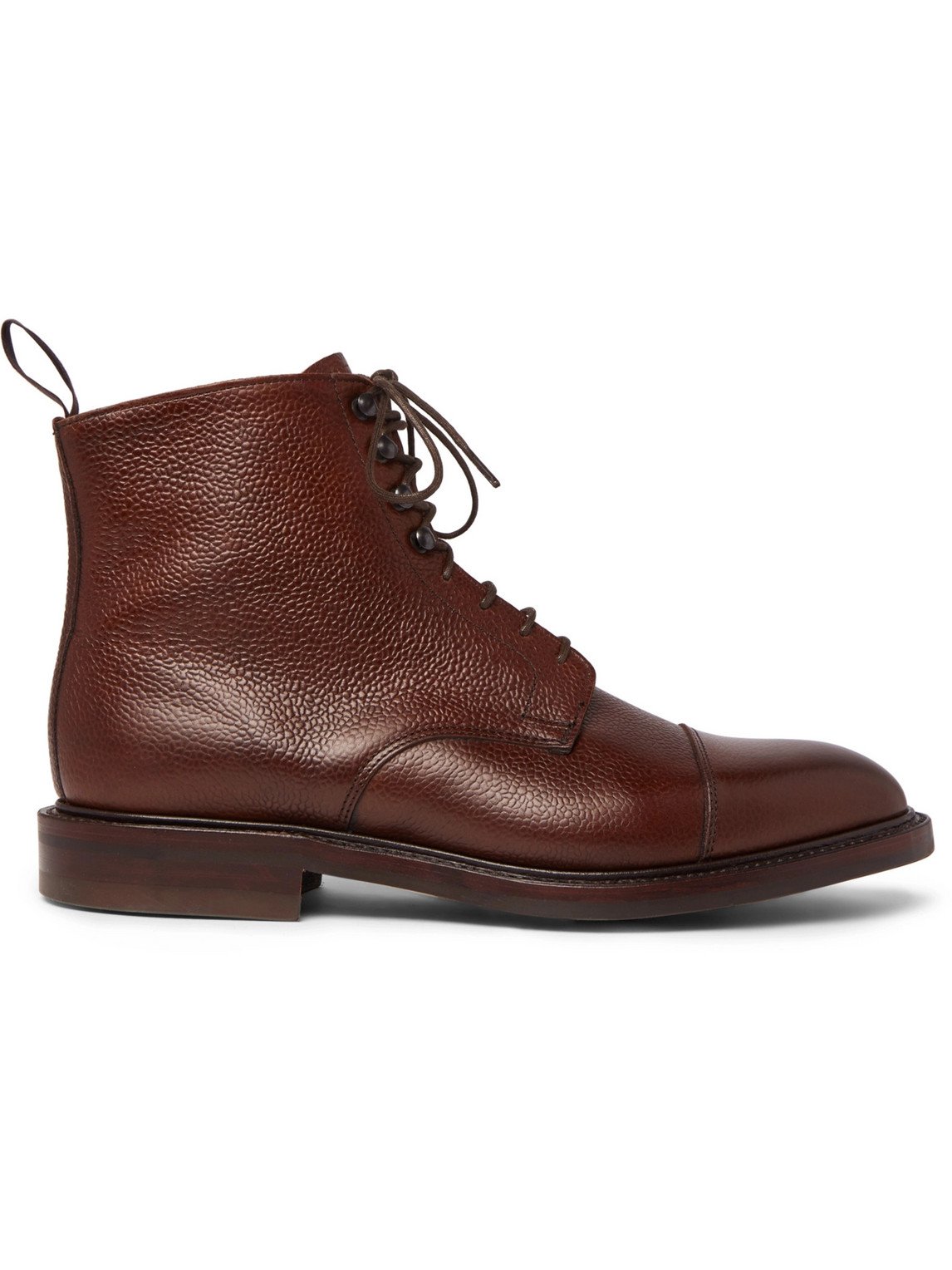 Kingsman George Cleverley Cap-toe Pebble-grain Leather Boots In Brown