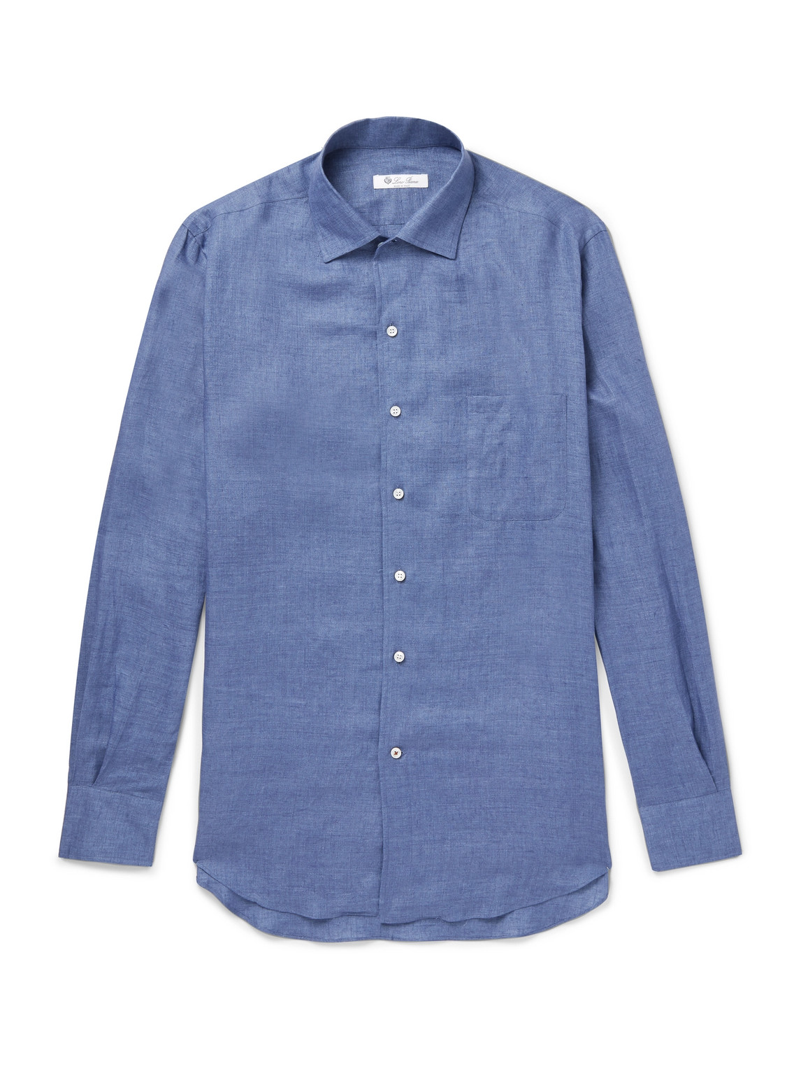 Loro Piana Andre Slub Linen Shirt In Blue