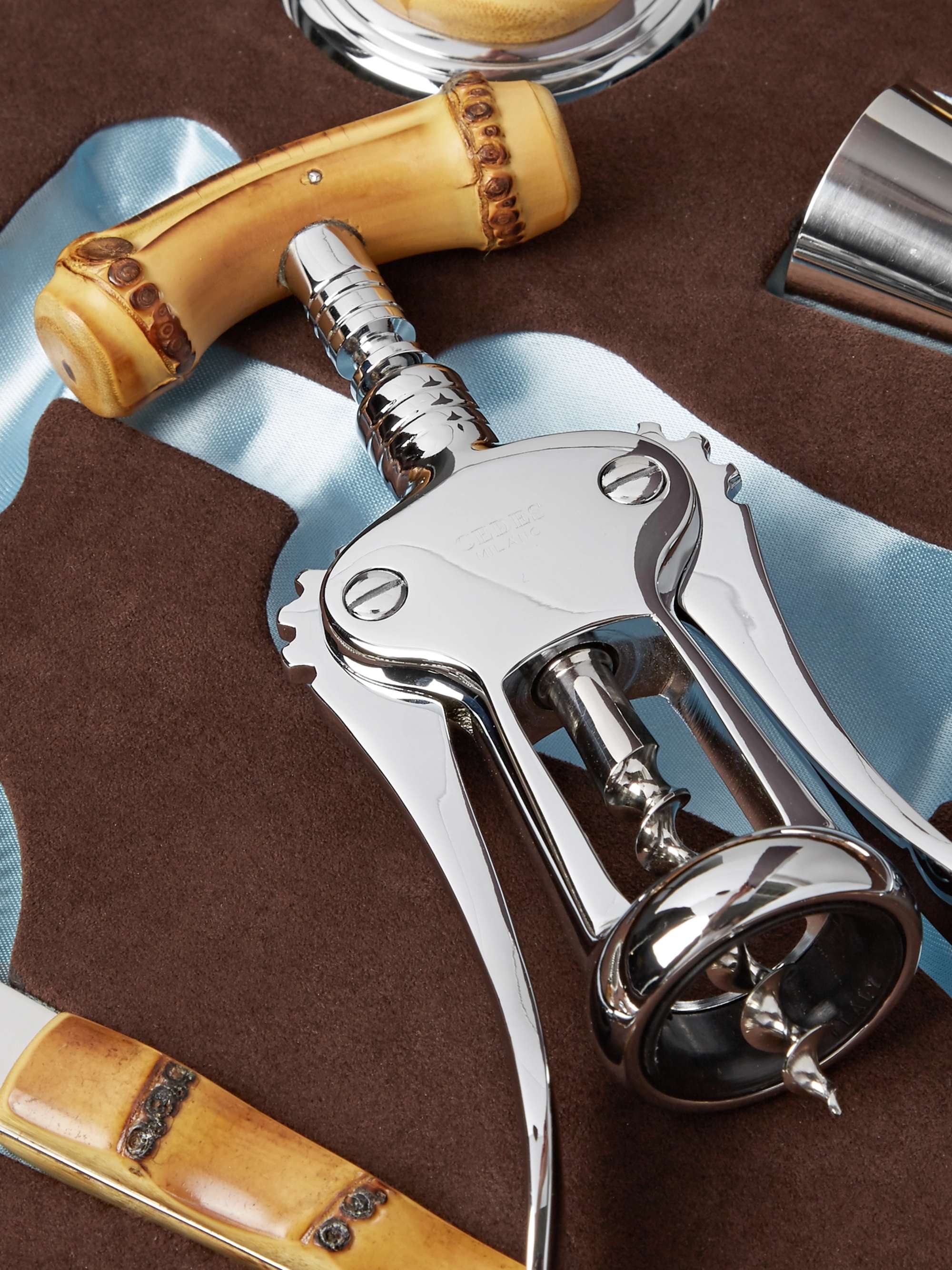 LORENZI MILANO Bamboo and Stainless Steel Bar Set