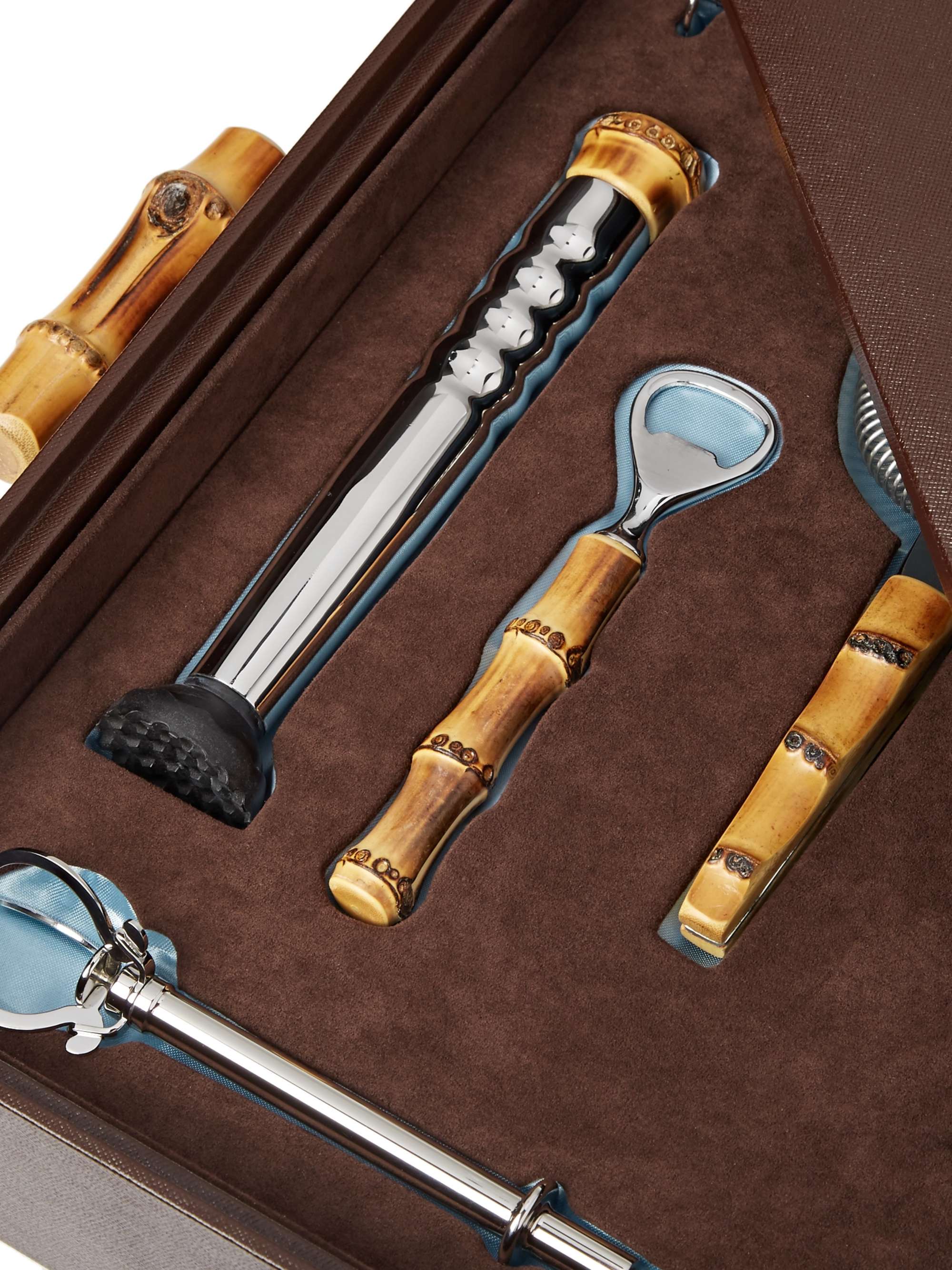 LORENZI MILANO Bamboo and Stainless Steel Bar Set
