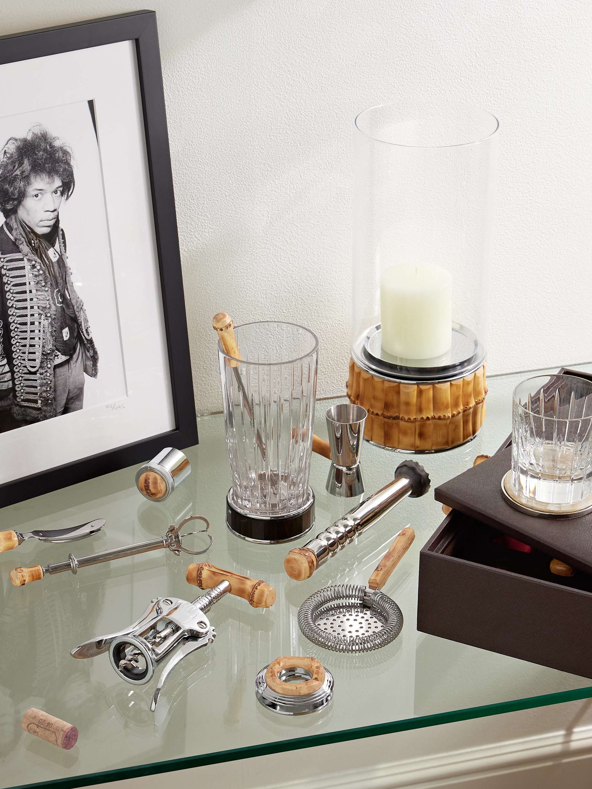 LORENZI MILANO Bamboo and Stainless Steel Bar Set