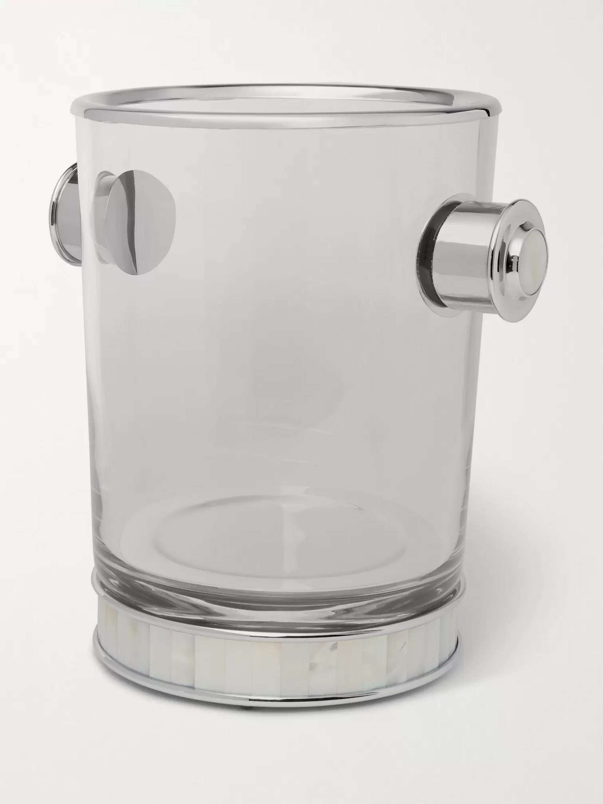 LORENZI MILANO Glass, Silver-Tone and Mother-of-Pearl Champagne Bucket