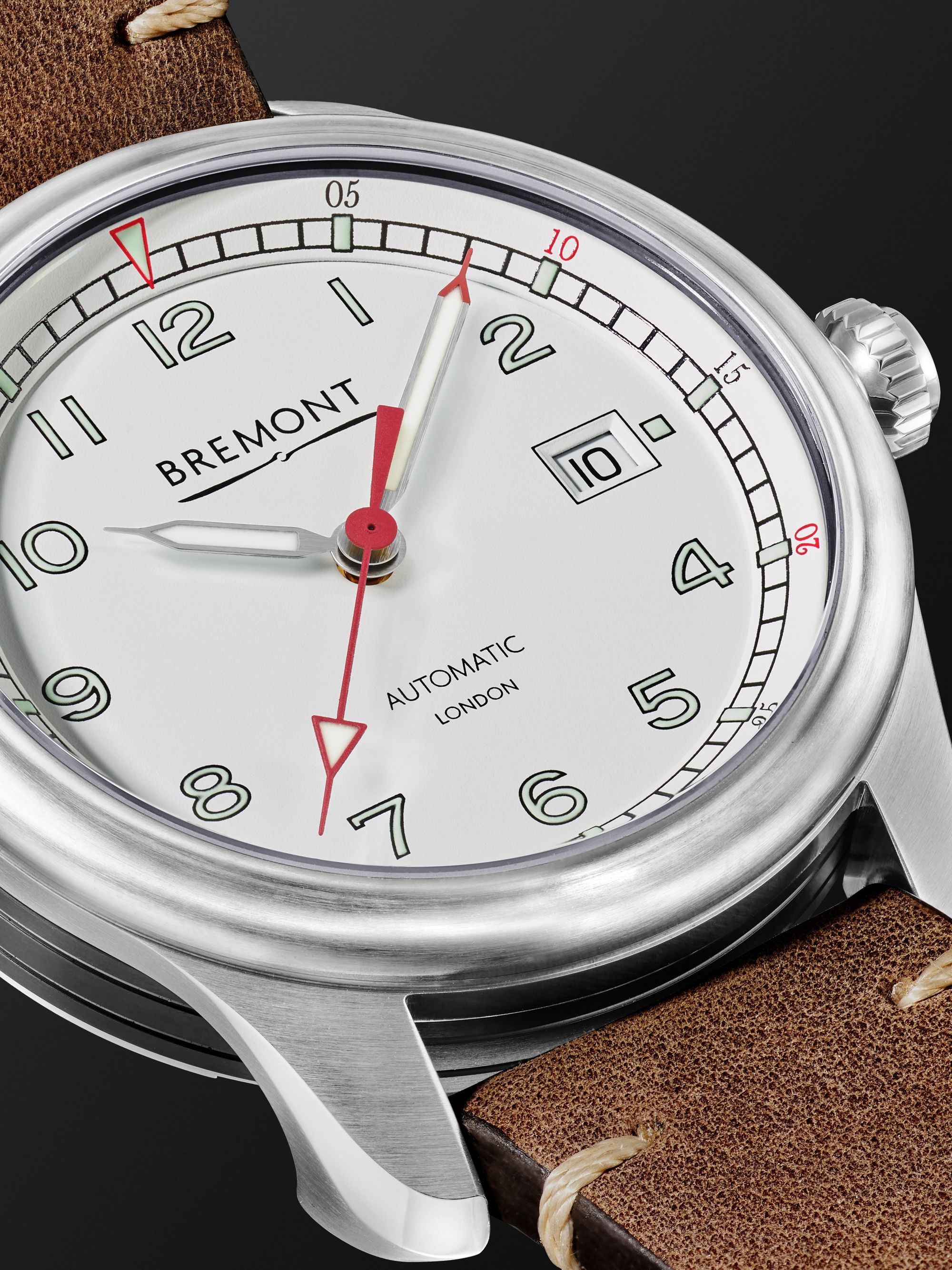 BREMONT Airco Mach 1 Black Automatic 40mm Stainless Steel and Leather Watch, Ref. AIRCO-M1-BK-R-S