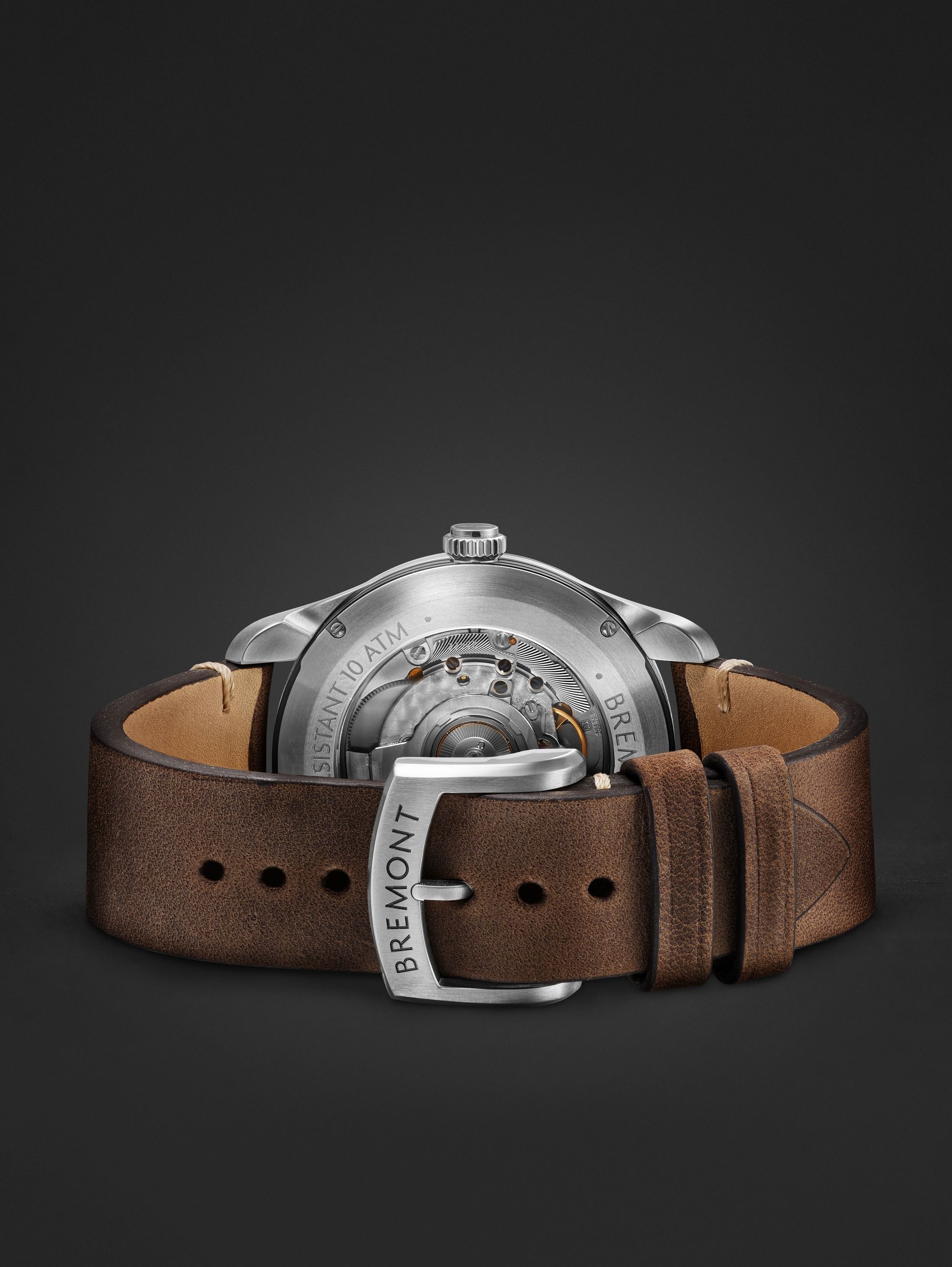BREMONT Airco Mach 1 Black Automatic 40mm Stainless Steel and Leather Watch, Ref. AIRCO-M1-BK-R-S