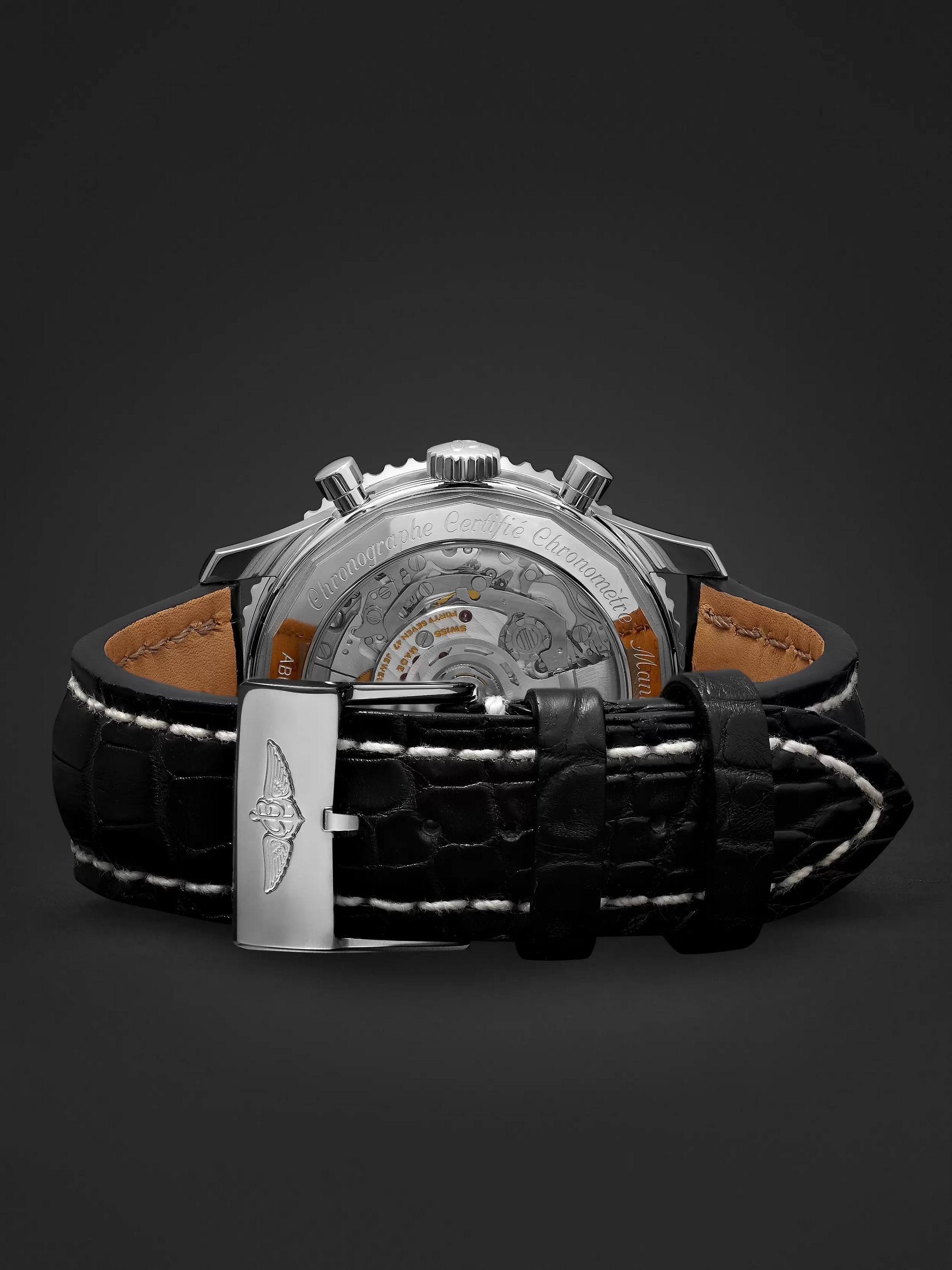 BREITLING Navitimer 1 B01 Automatic Chronograph 43mm Stainless Steel and Alligator Watch, Ref. No. AB0121211C1P1