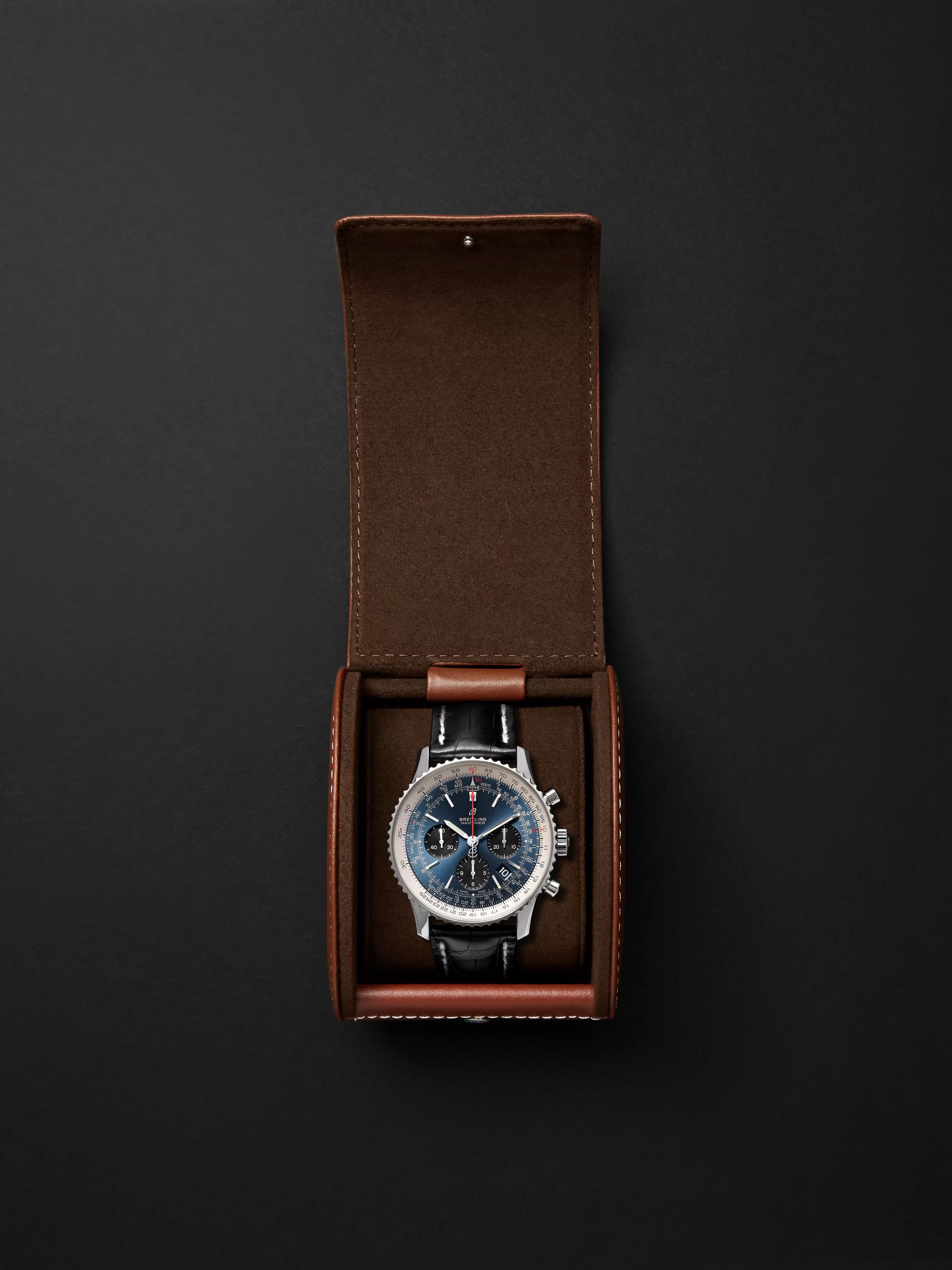 BREITLING Navitimer 1 B01 Automatic Chronograph 43mm Stainless Steel and Alligator Watch, Ref. No. AB0121211C1P1