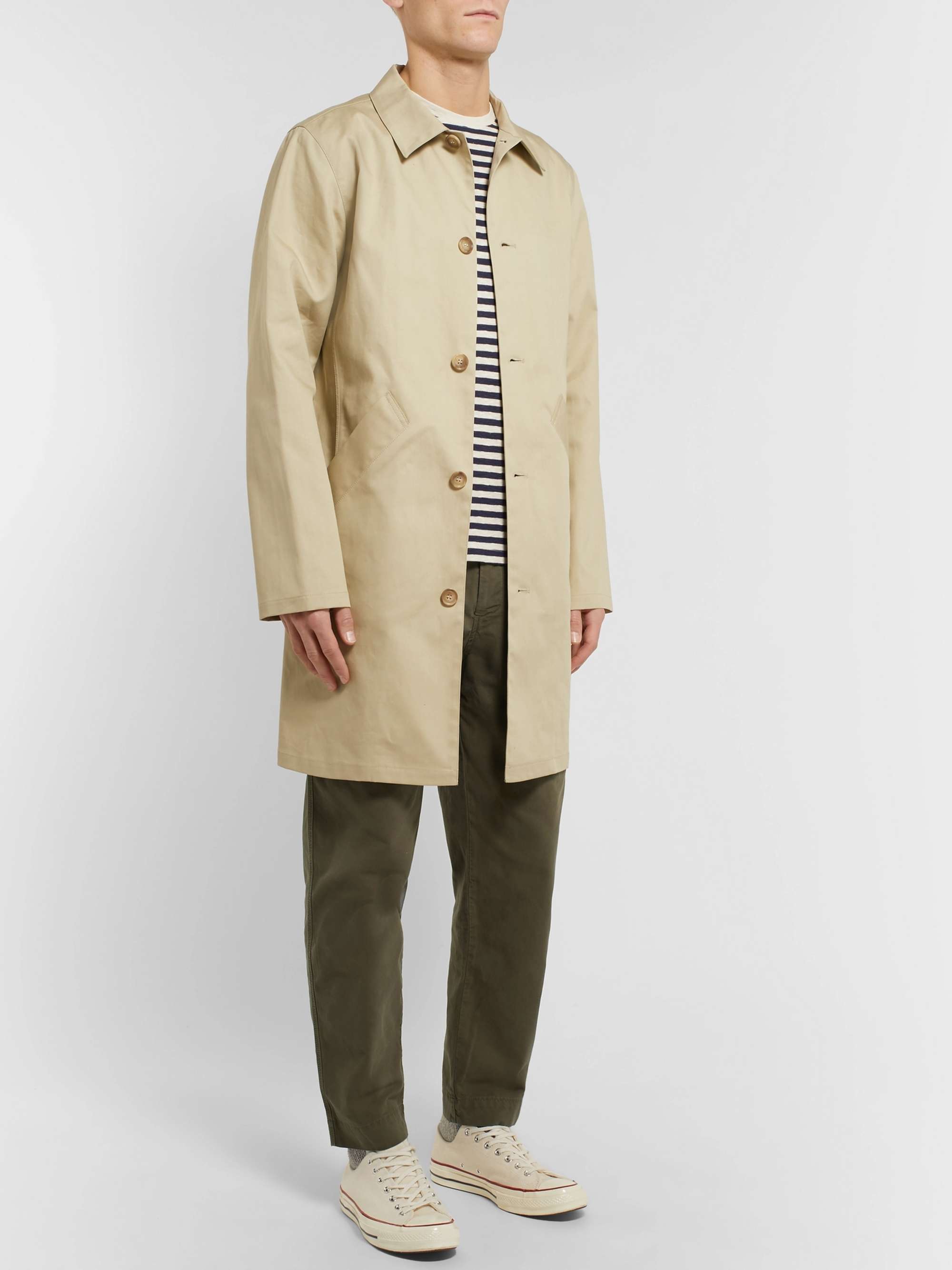FOLK Assembly Tapered Pleated Cotton-Canvas Trousers
