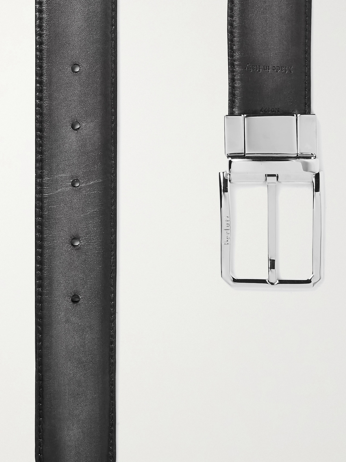 Shop Berluti 3.5cm Scritto Reversible Leather Belt In Gray