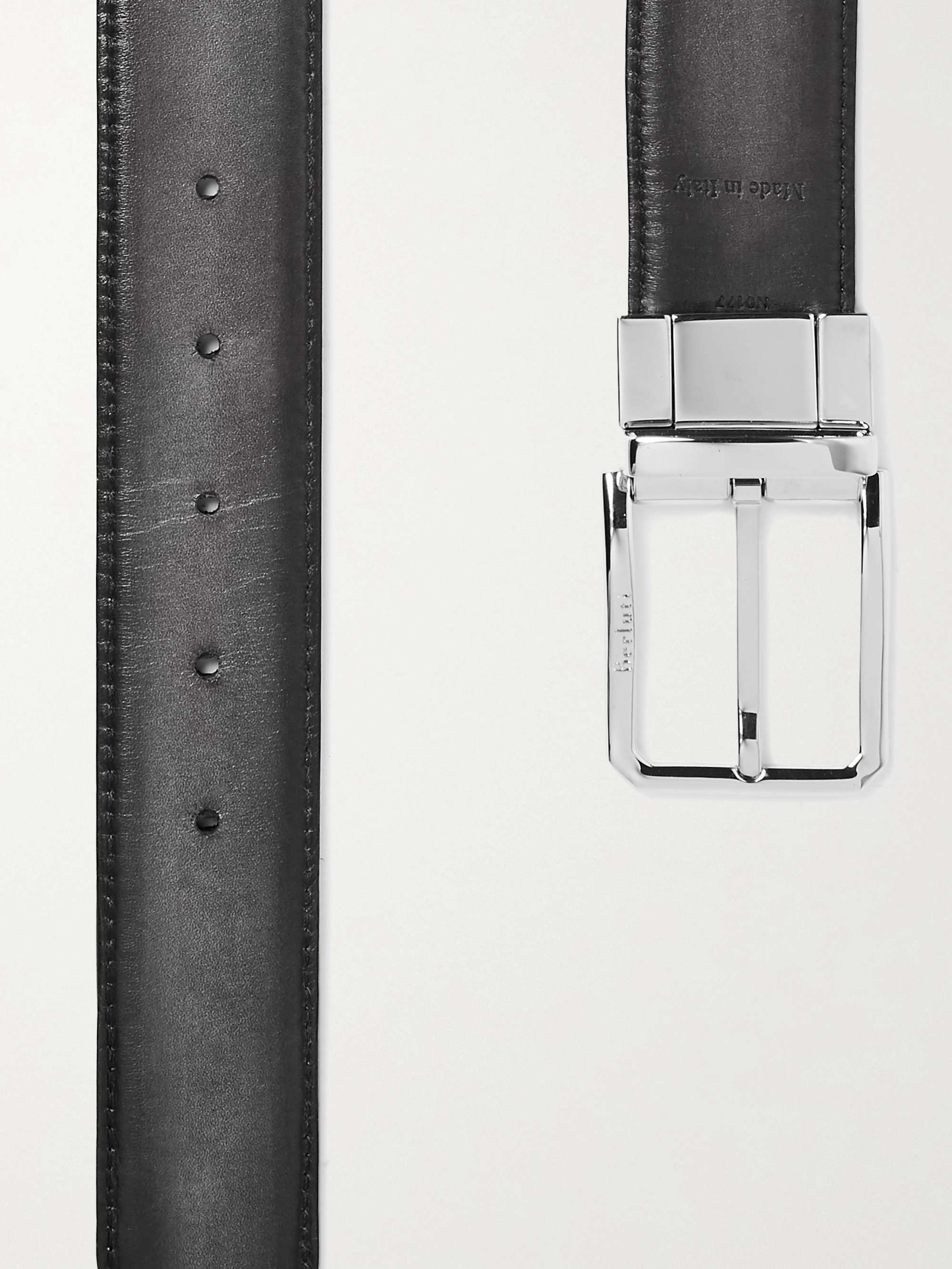 BERLUTI 3.5cm Scritto Reversible Leather Belt