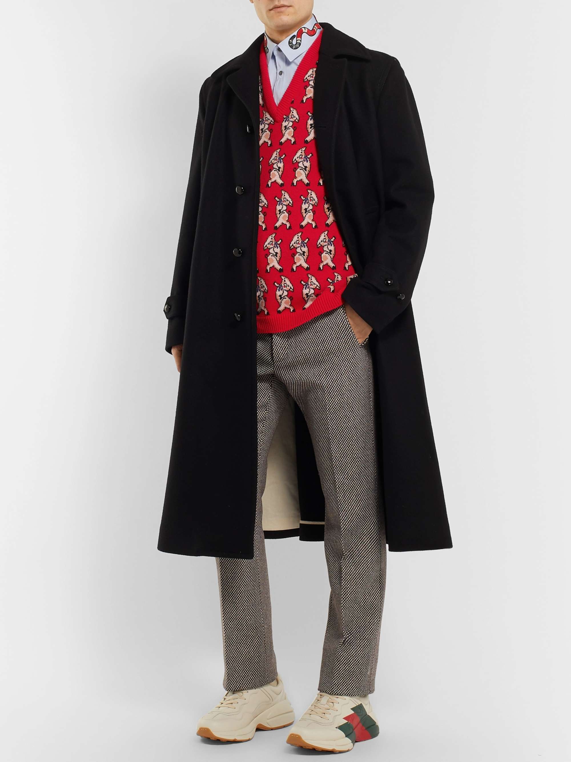 GUCCI Dancing Pig-Intarsia Wool Sweater