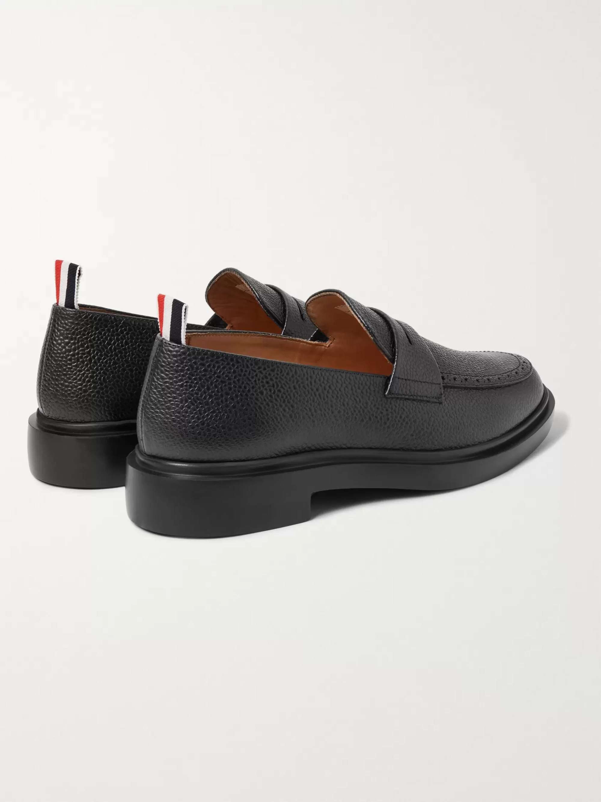 THOM BROWNE Pebble-Grain Leather Penny Loafers