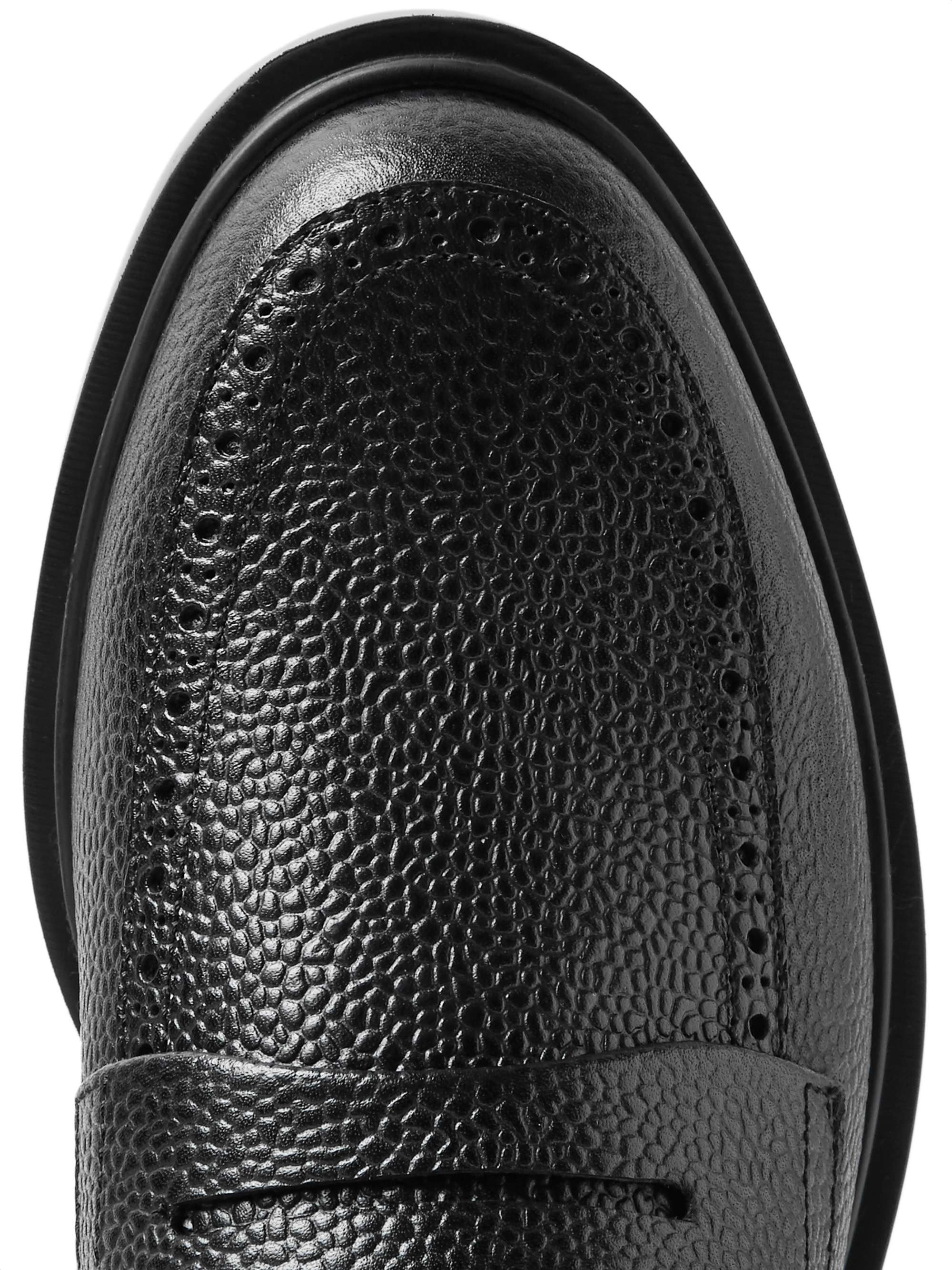 THOM BROWNE Pebble-Grain Leather Penny Loafers
