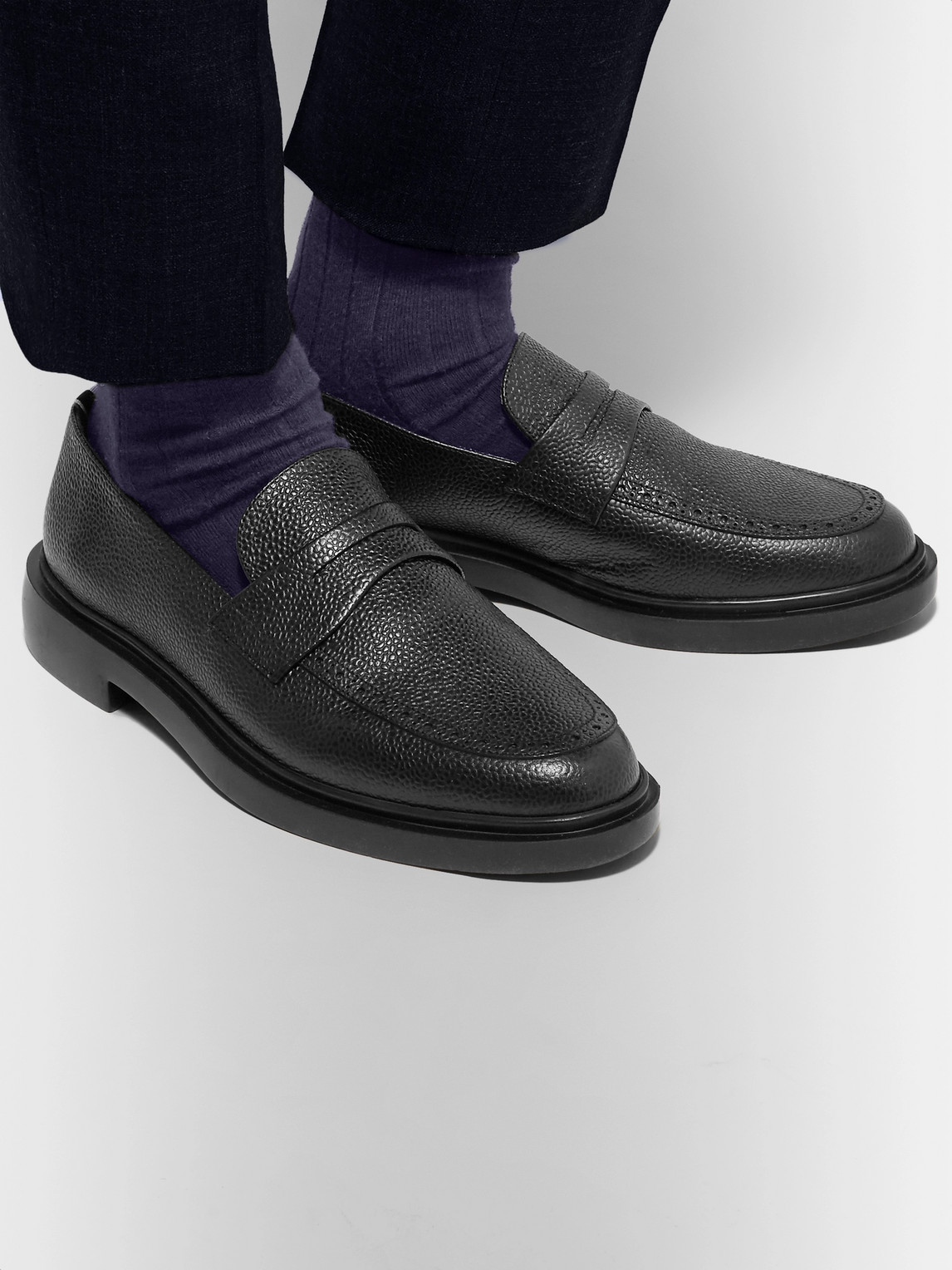  Thom Browne - Pebble-grain Leather Penny Loafers - Men - Black - Us 12 