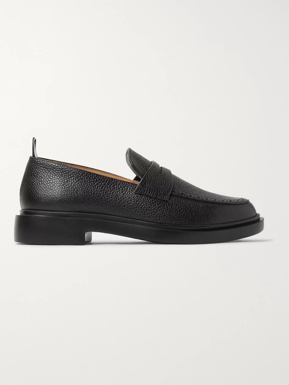 Thom Browne Pebble-grain Leather Penny Loafers In Black