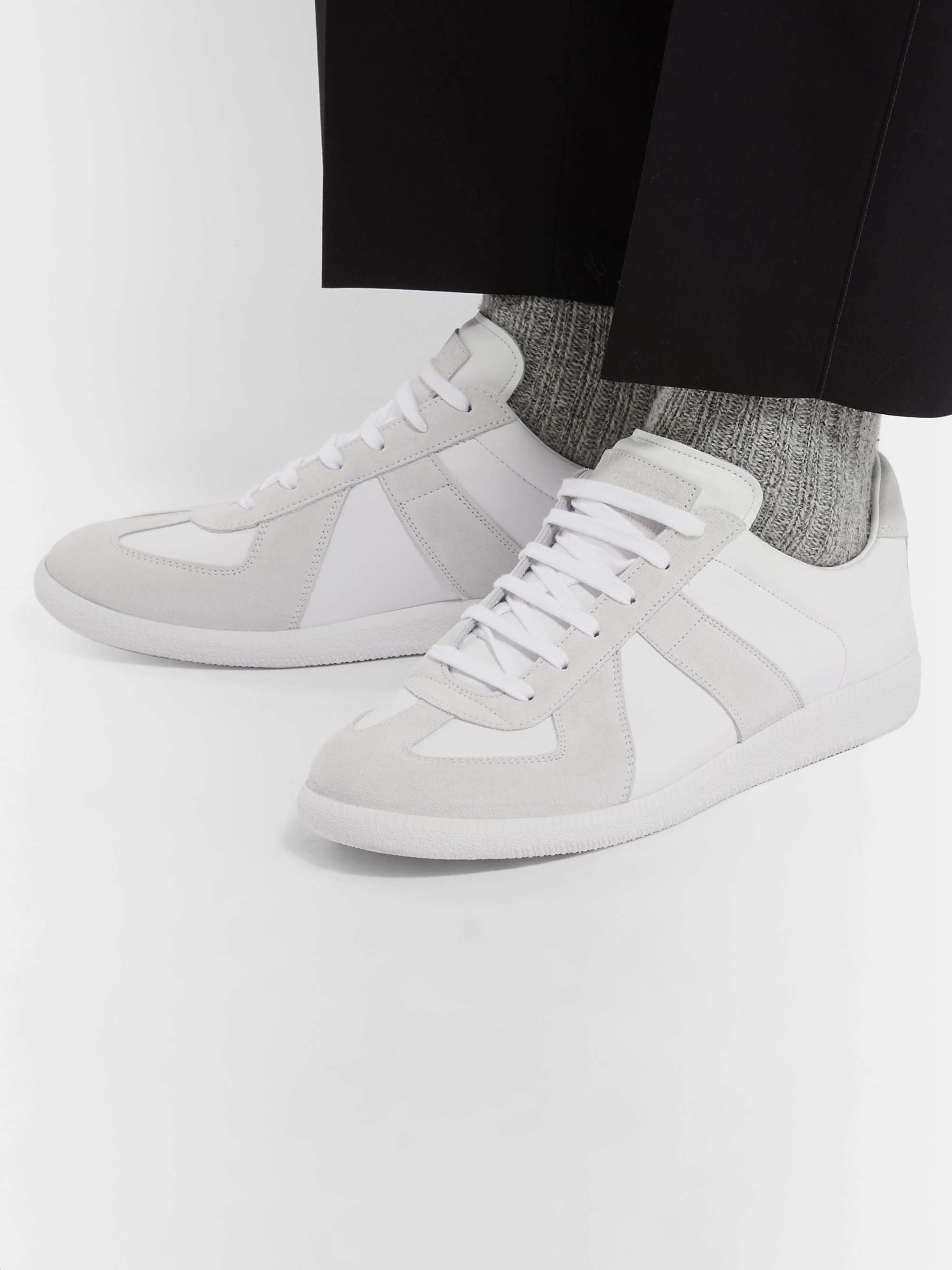 MAISON MARGIELA Replica Leather and Suede Sneakers