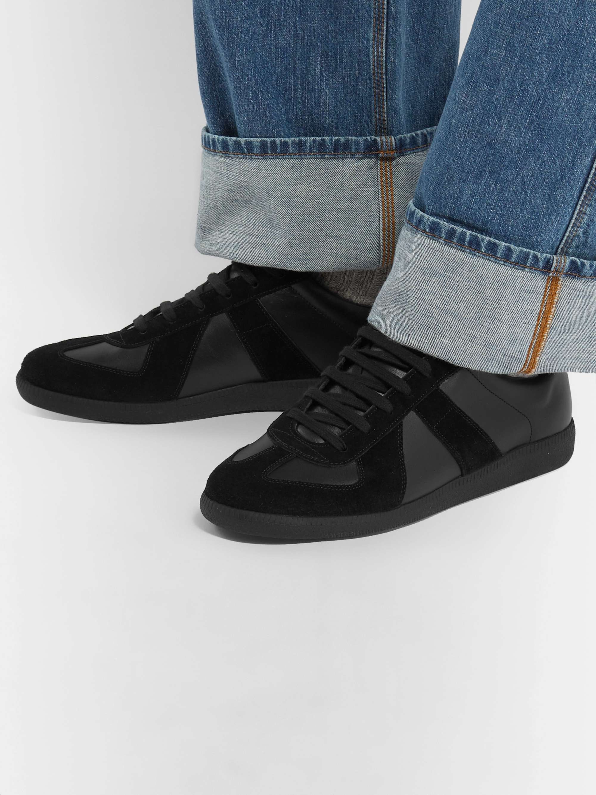 MAISON MARGIELA Replica Leather and Suede Sneakers