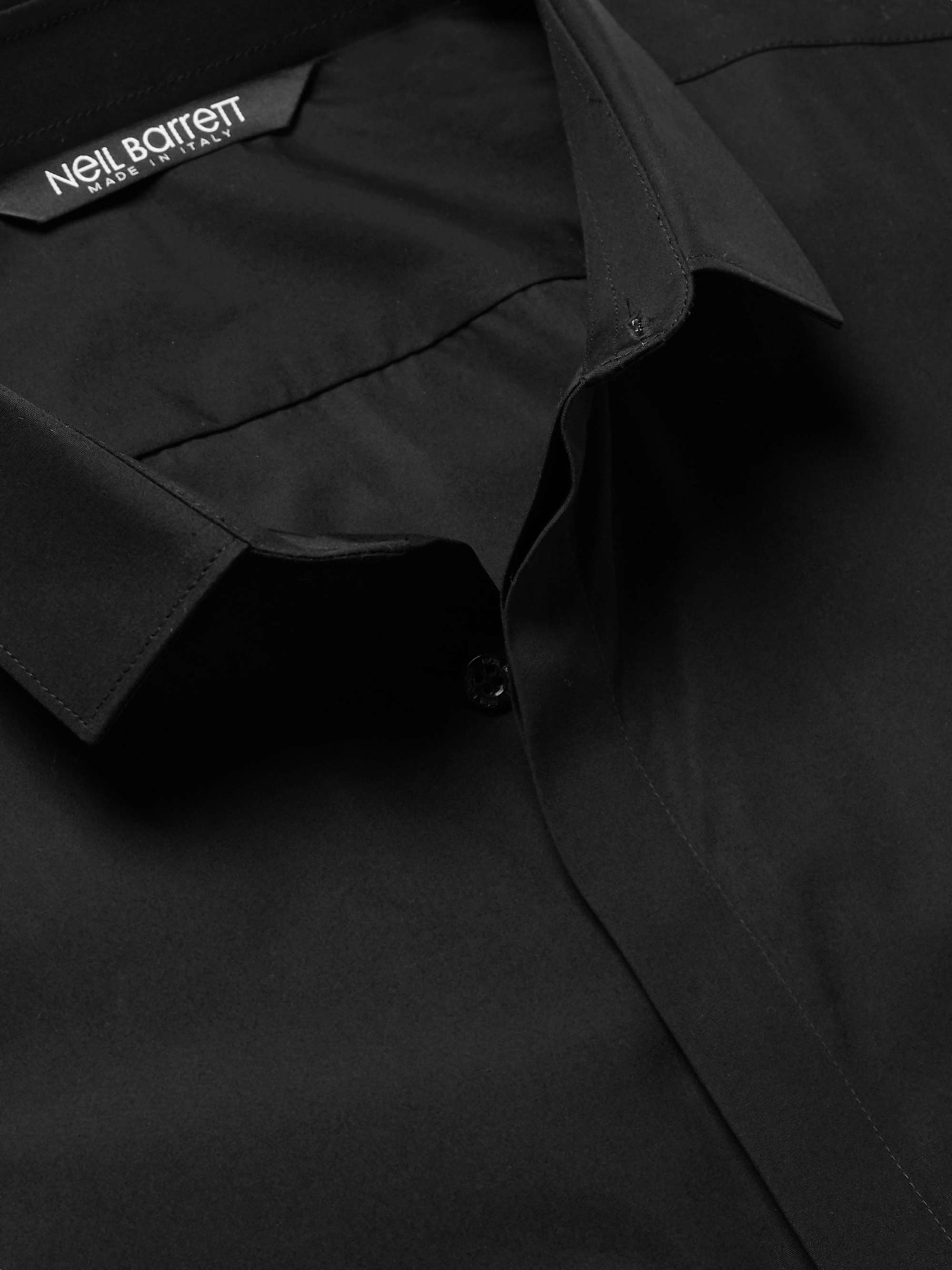 NEIL BARRETT Slim-Fit Webbing-Trimmed Cotton-Poplin Shirt