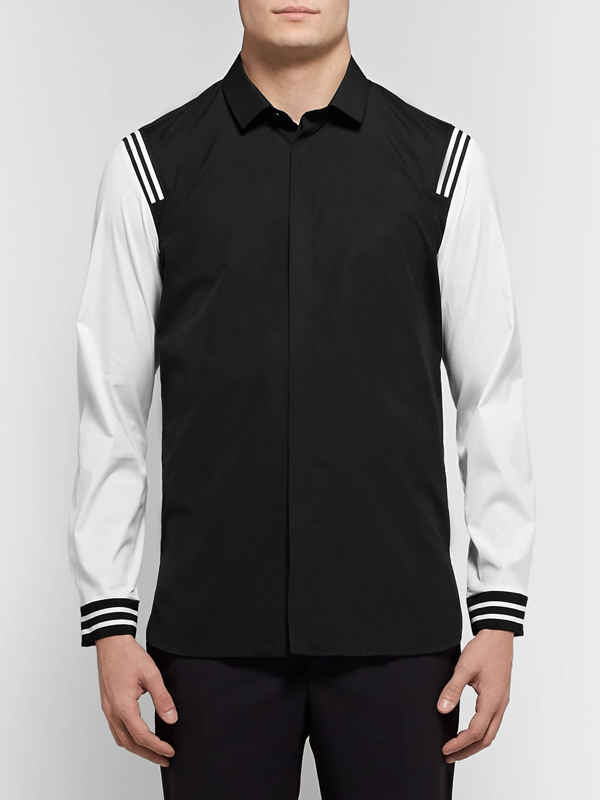 NEIL BARRETT Slim-Fit Webbing-Trimmed Cotton-Poplin Shirt