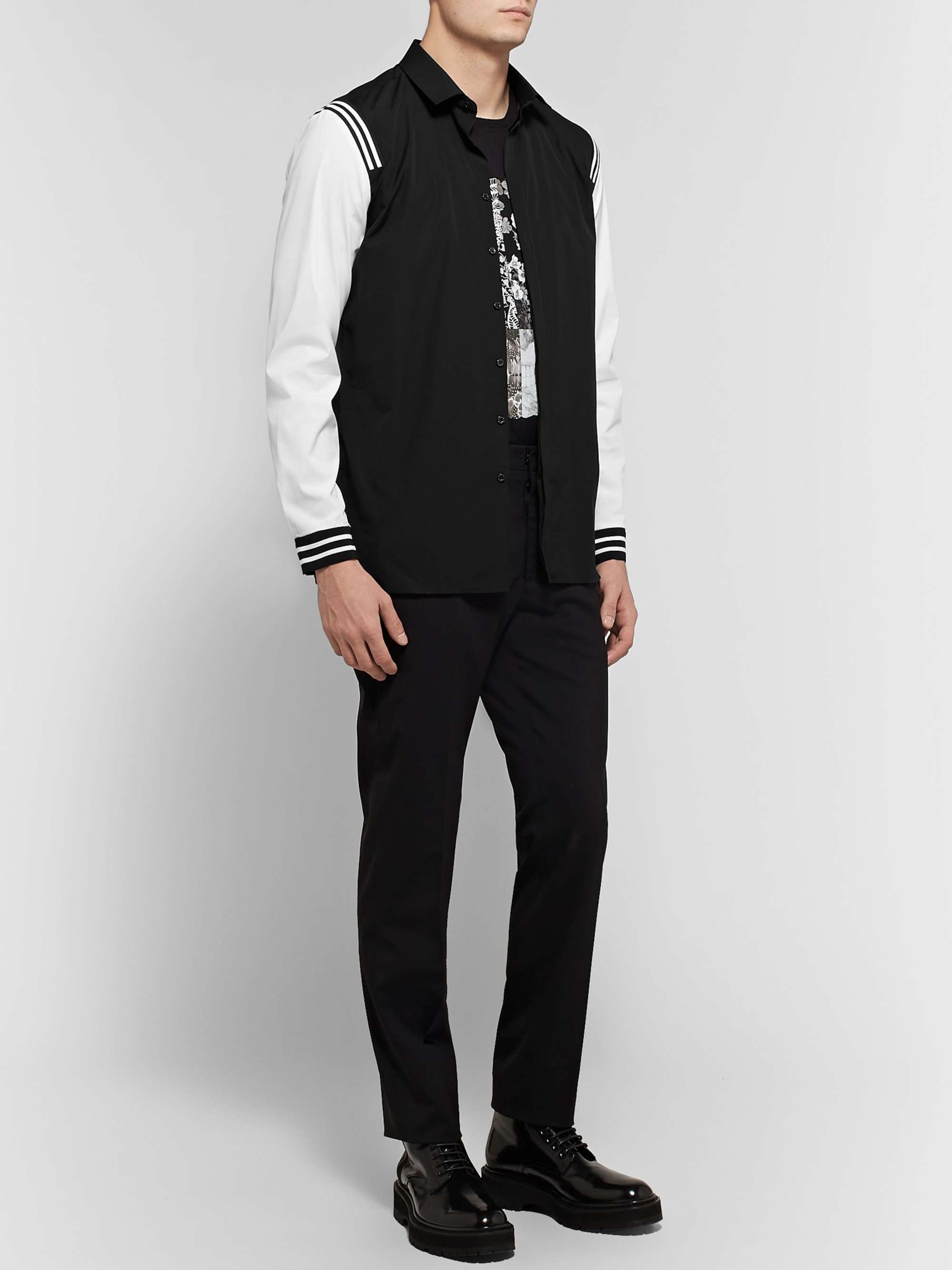 NEIL BARRETT Slim-Fit Webbing-Trimmed Cotton-Poplin Shirt
