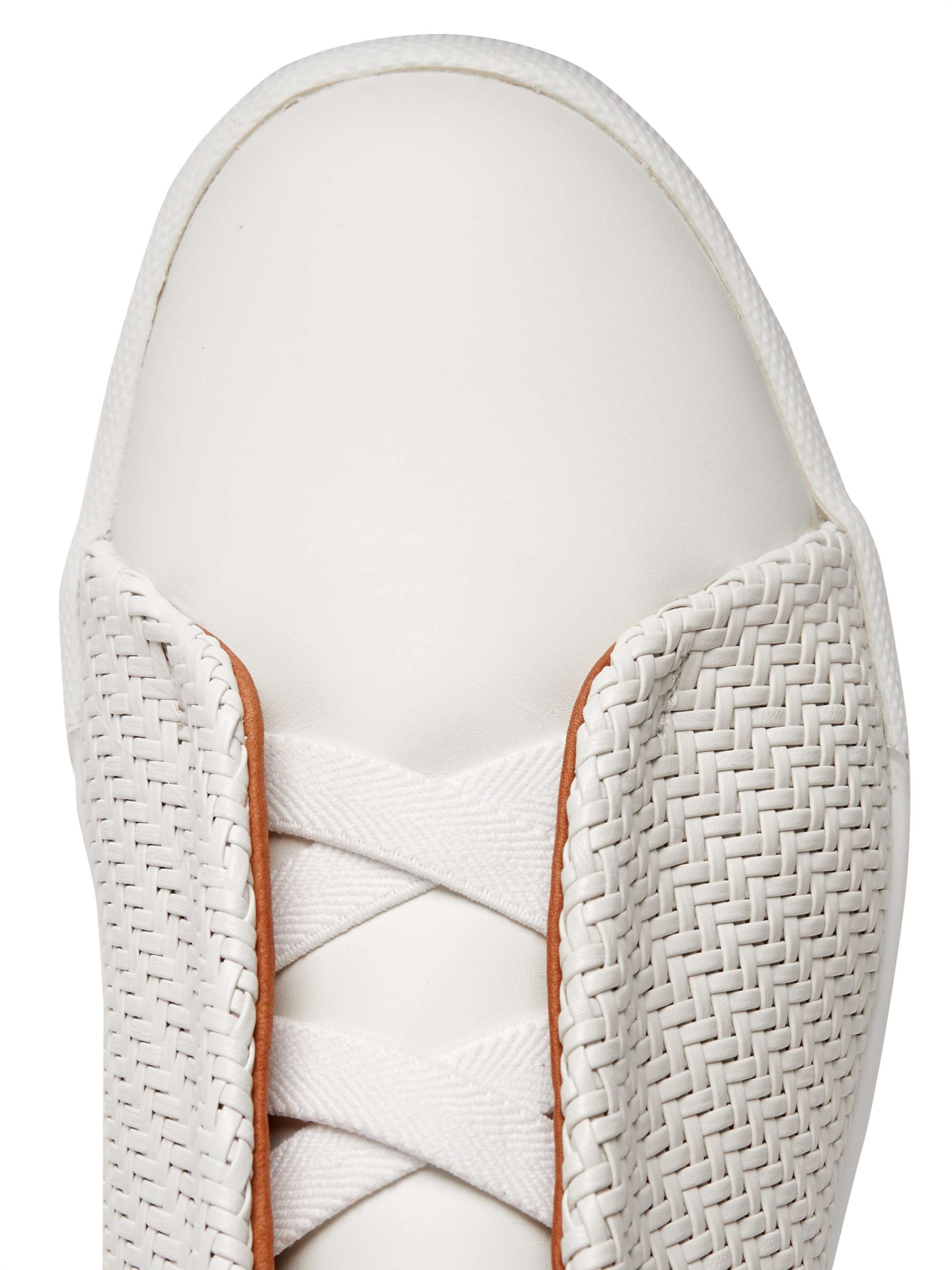 ZEGNA Triple Stitch PelleTessuta Leather Slip-On Sneakers