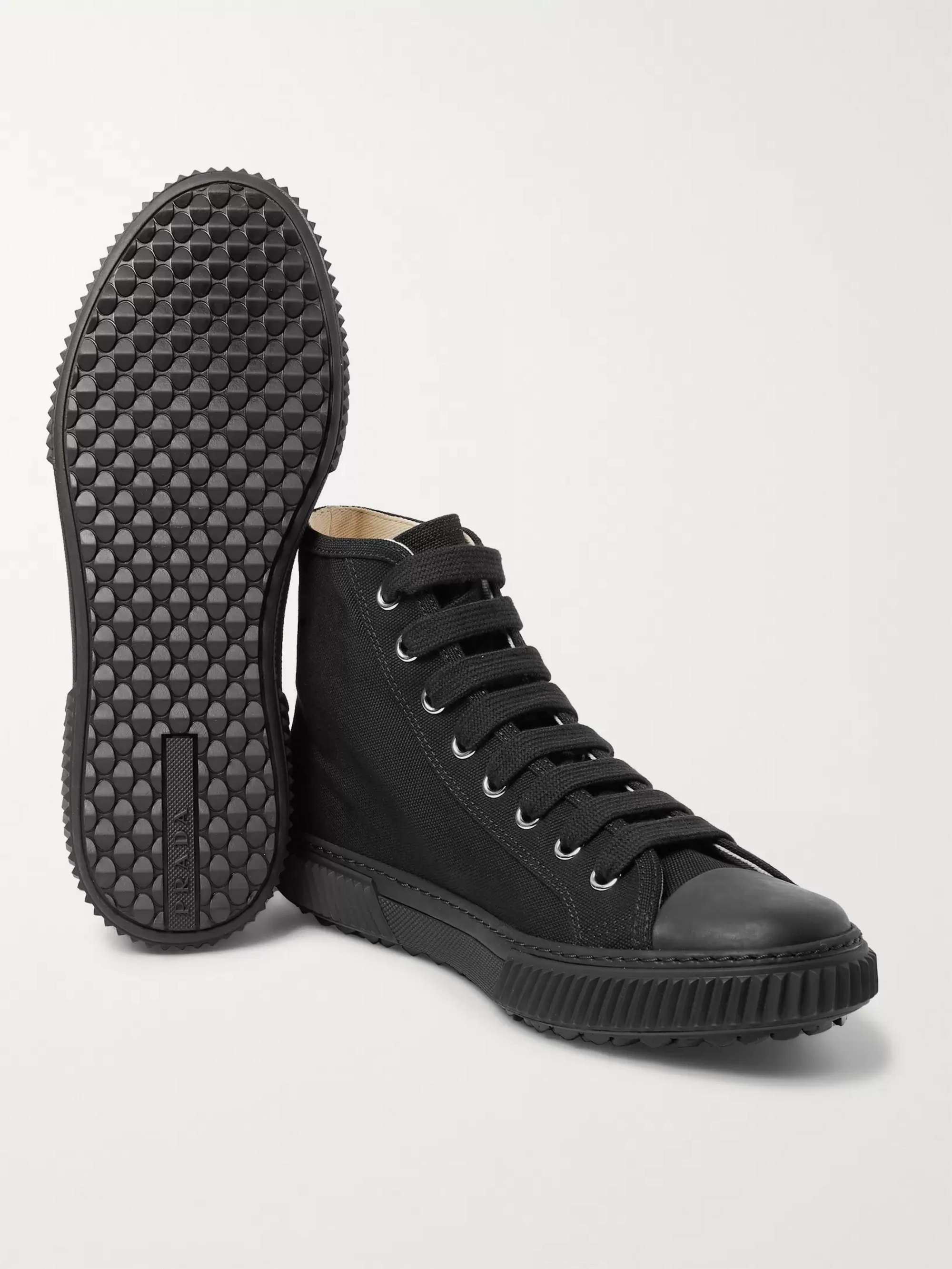 PRADA Stratus Logo-Appliquéd Canvas High-Top Sneakers