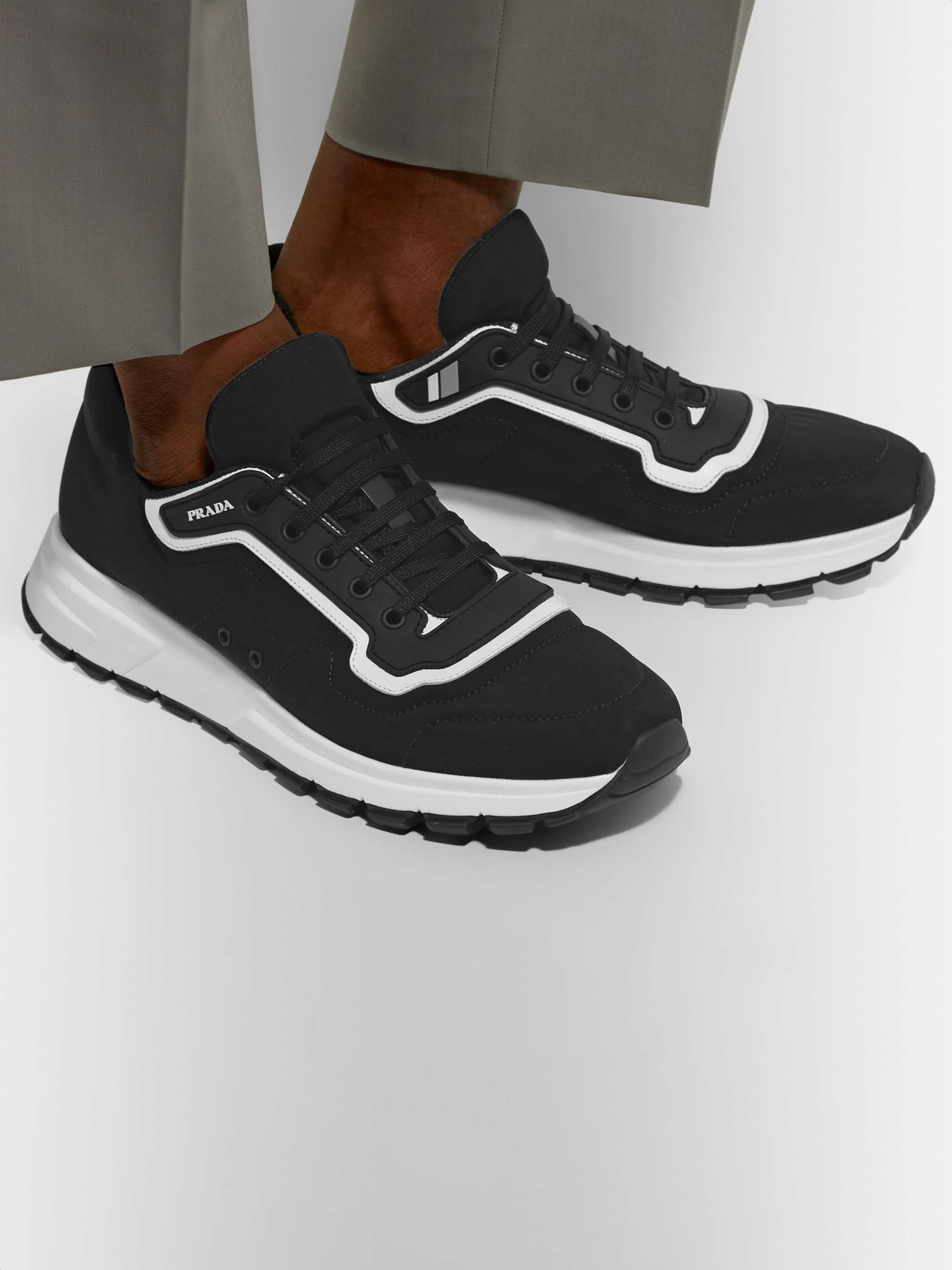 PRADA Match Race Rubber and Leather-Trimmed Nylon Sneakers