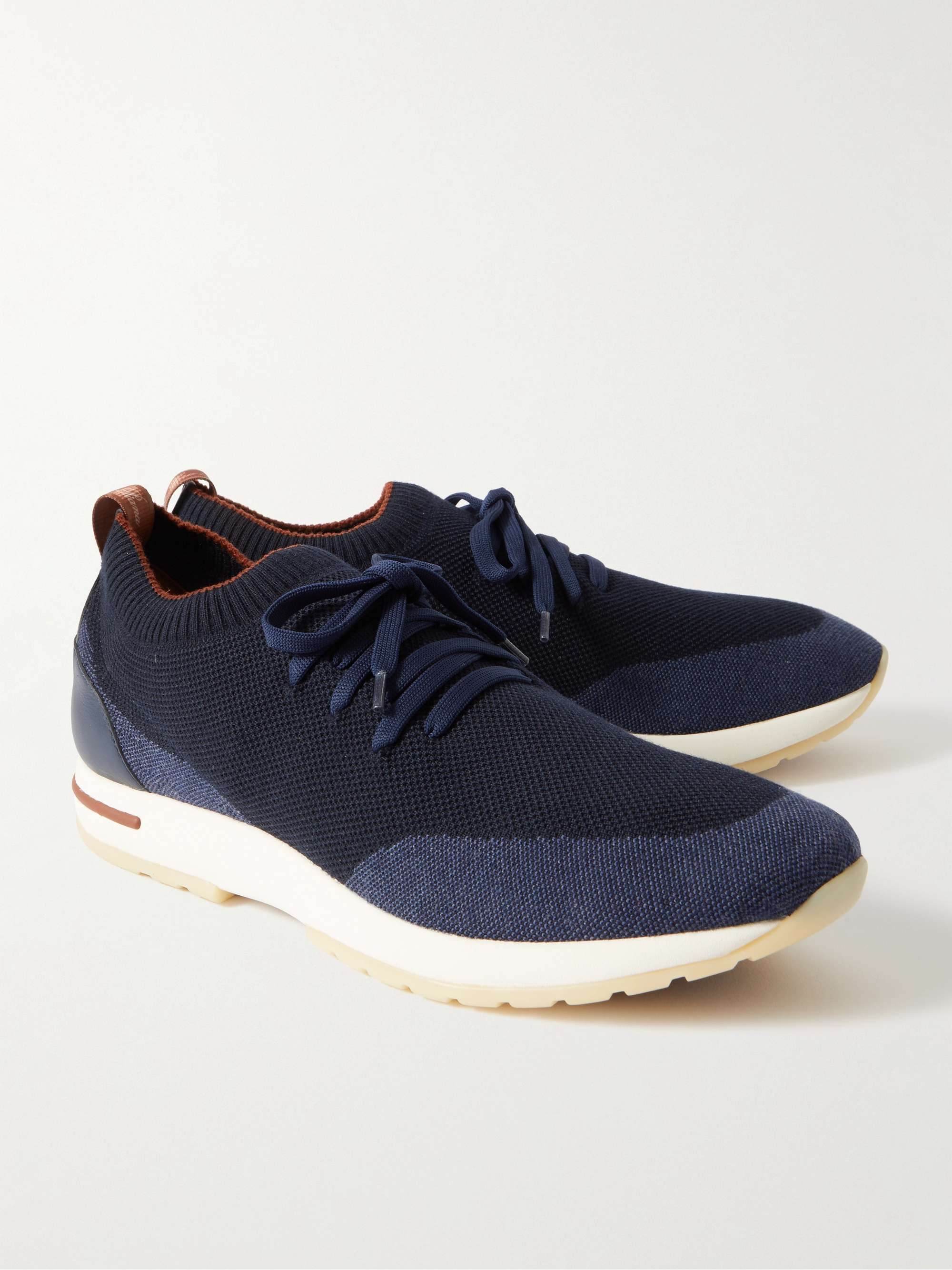 LORO PIANA 360 Flexy Walk Leather-Trimmed Knitted Wish Wool Sneakers