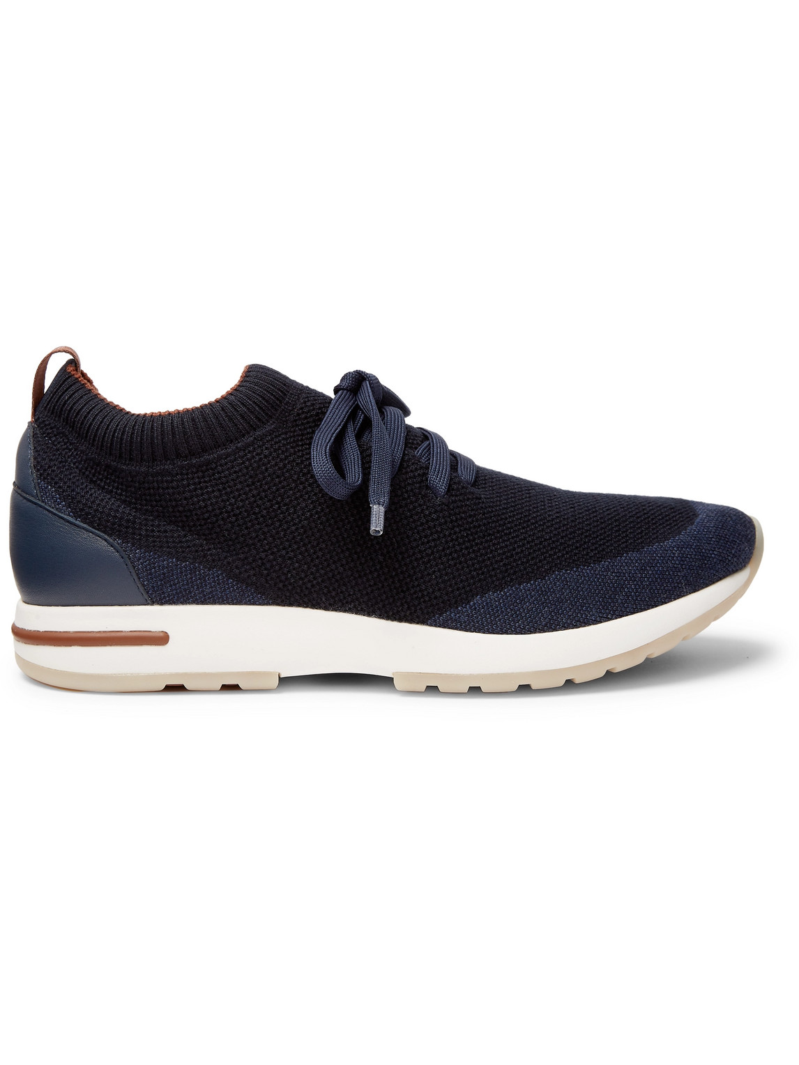 Loro Piana 360 Flexy Walk Leather-trimmed Knitted Wool Sneakers In Blue