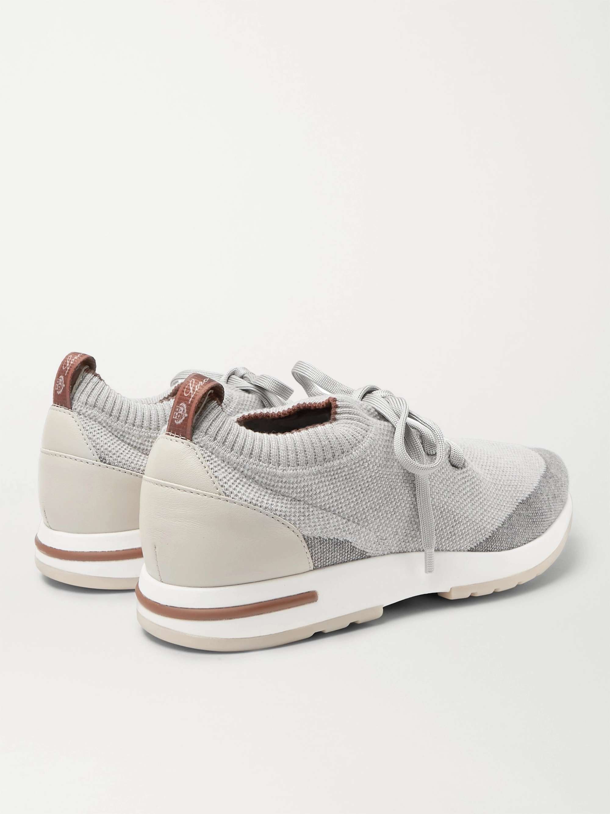 LORO PIANA 360 Flexy Walk Leather-Trimmed Knitted Wish Wool Sneakers