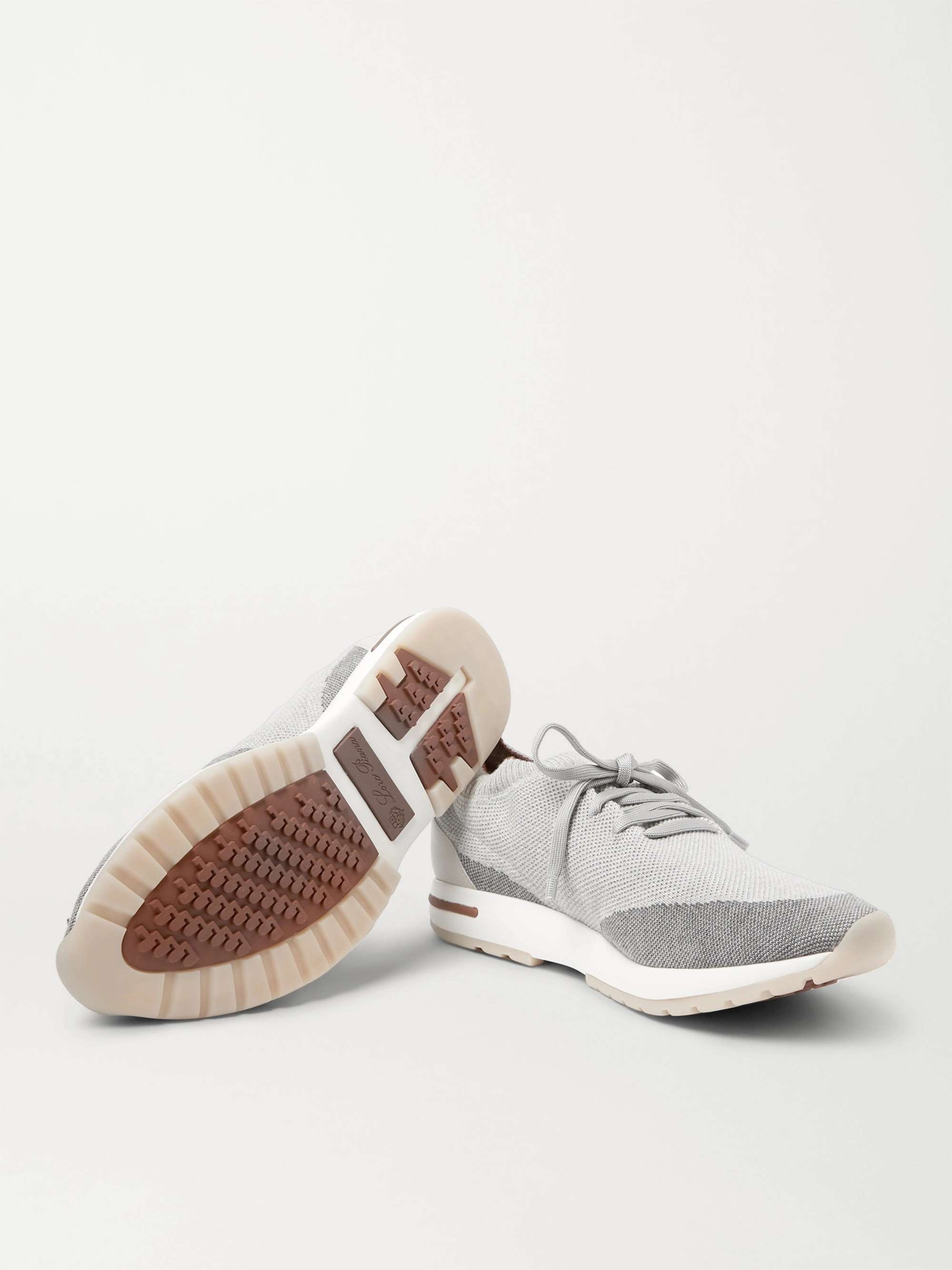 LORO PIANA 360 Flexy Walk Leather-Trimmed Knitted Wish Wool Sneakers