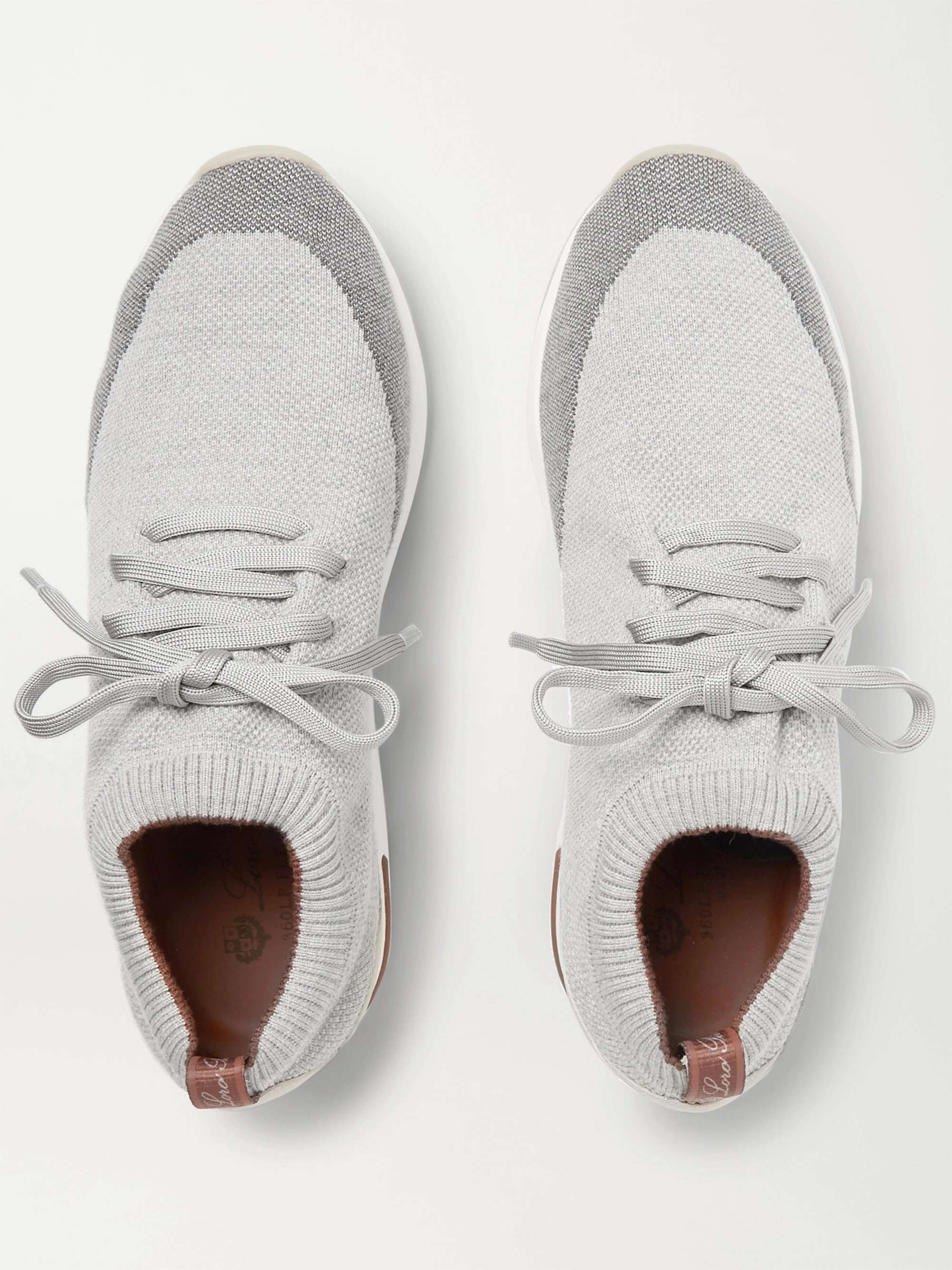 LORO PIANA 360 Flexy Walk Leather-Trimmed Knitted Wish Wool Sneakers