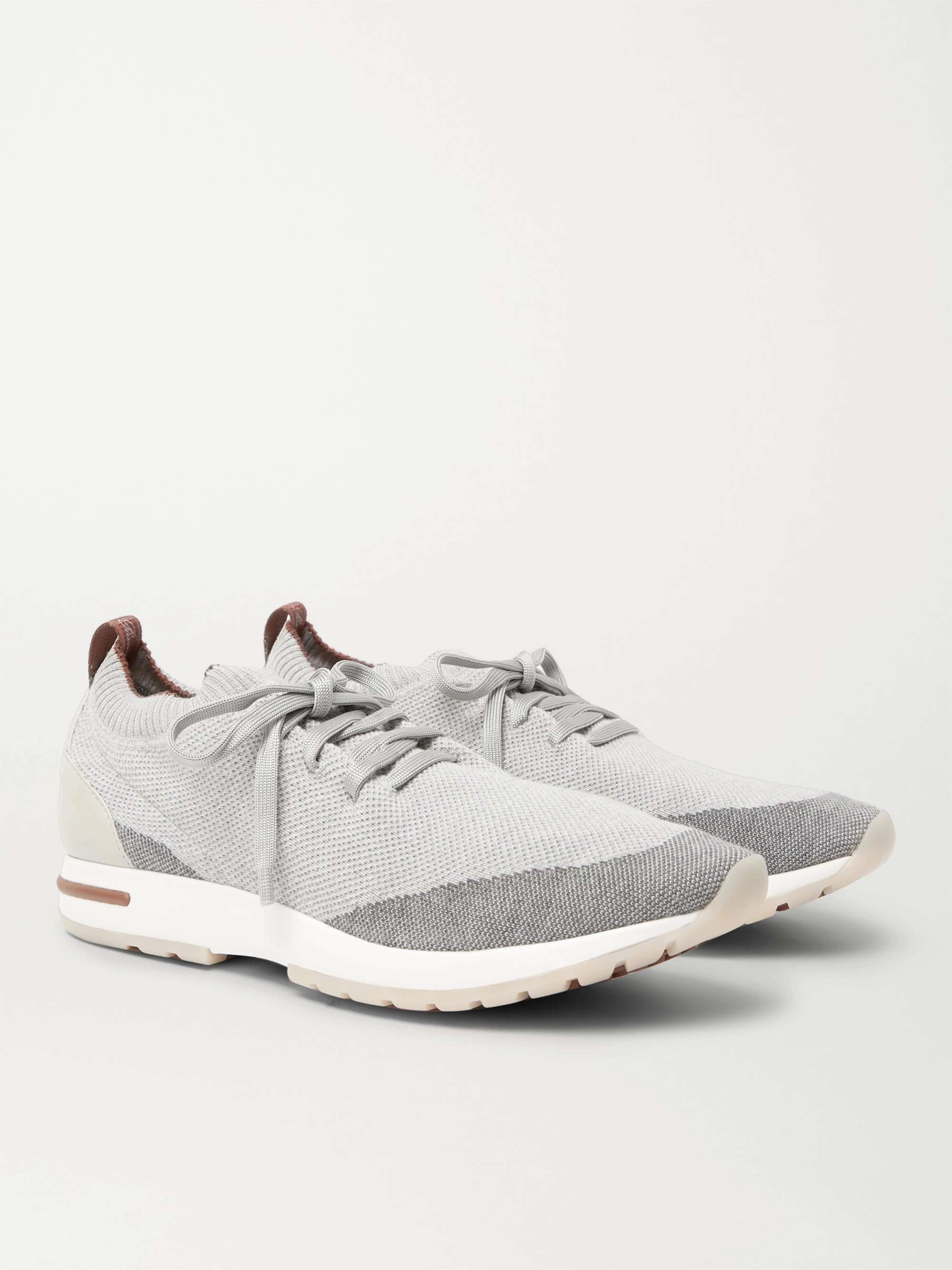 LORO PIANA 360 Flexy Walk Leather-Trimmed Knitted Wish Wool Sneakers