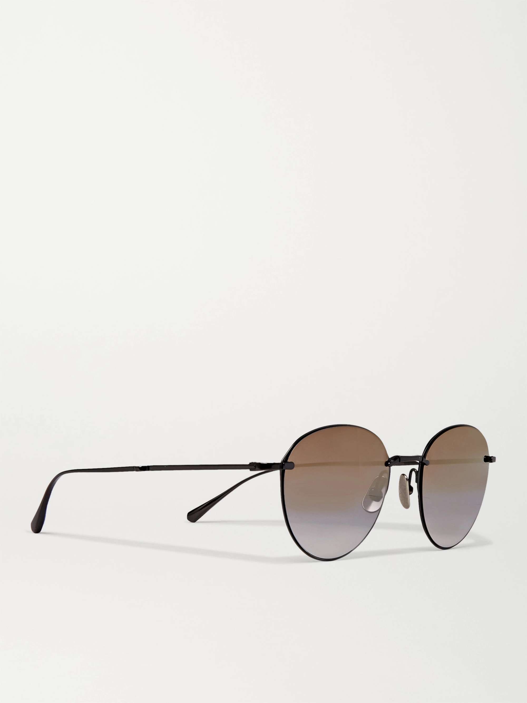 MR LEIGHT Mulholland Round-Frame Gunmetal-Tone Sunglasses