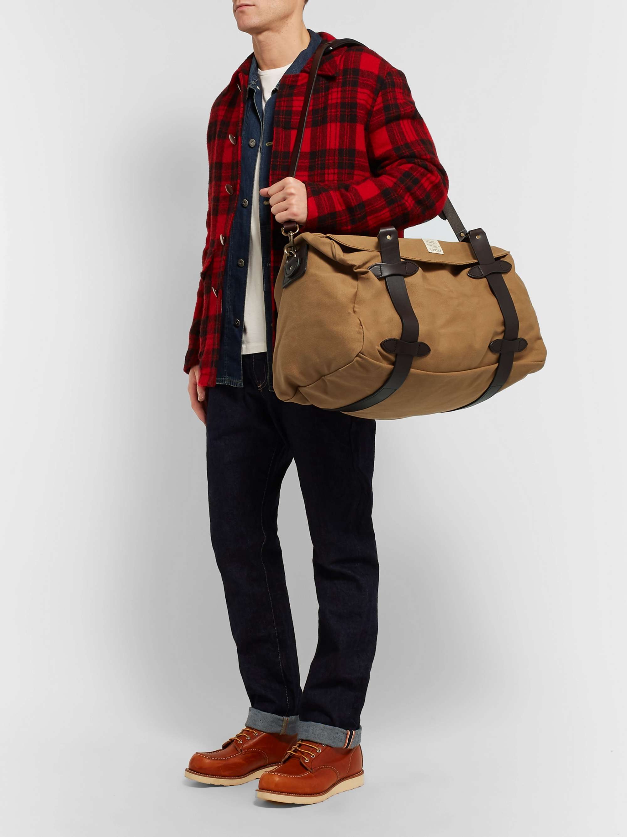 FILSON Leather-Trimmed Twill Duffle Bag