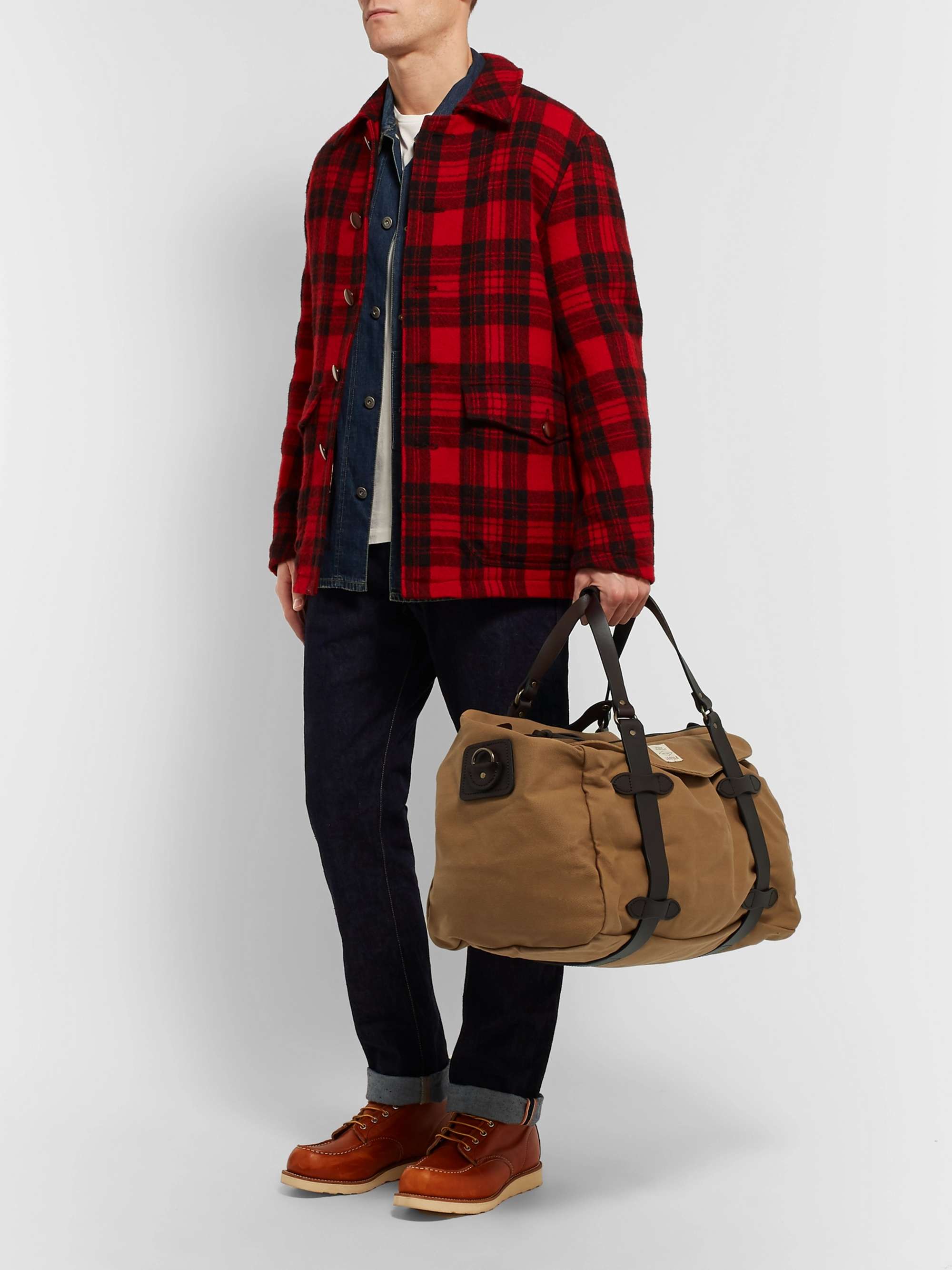 FILSON Leather-Trimmed Twill Duffle Bag