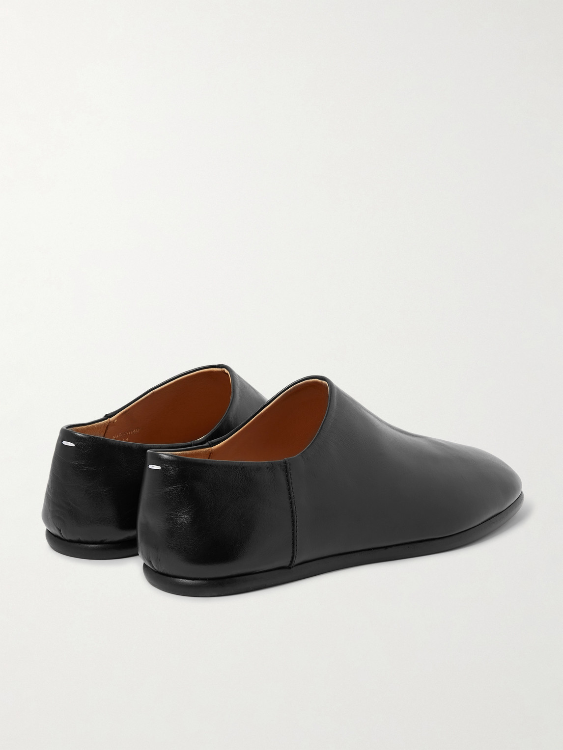 Shop Maison Margiela Tabi Split-toe Leather Collapsible-heel Loafers In Black