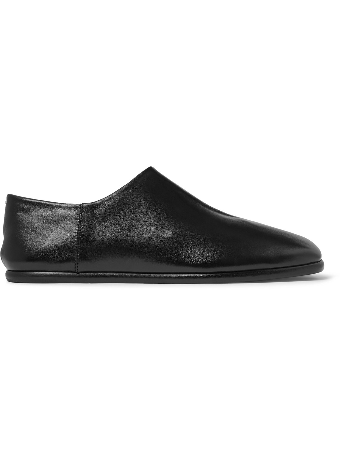 Maison Margiela Tabi Split-toe Leather Collapsible-heel Loafers In Black