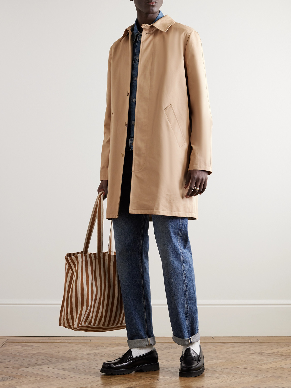 Shop Apc Cotton-twill Trench Coat In Neutrals