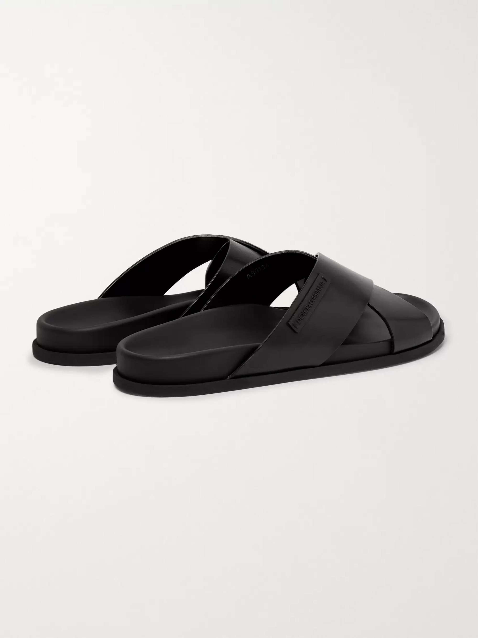 DOLCE&GABBANA Logo-Appliquéd Leather Sandals