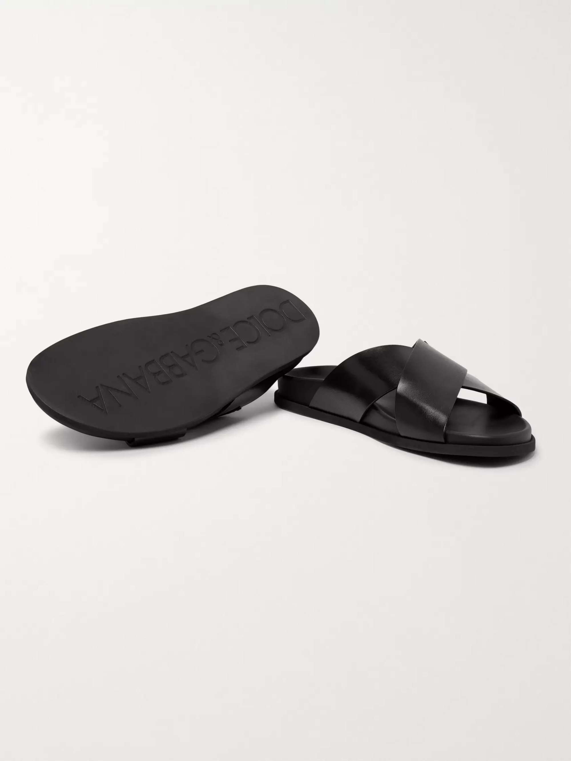 DOLCE&GABBANA Logo-Appliquéd Leather Sandals