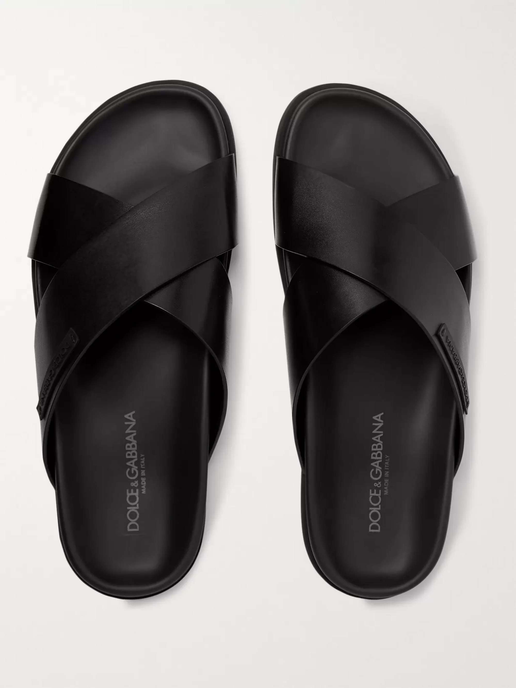 DOLCE&GABBANA Logo-Appliquéd Leather Sandals