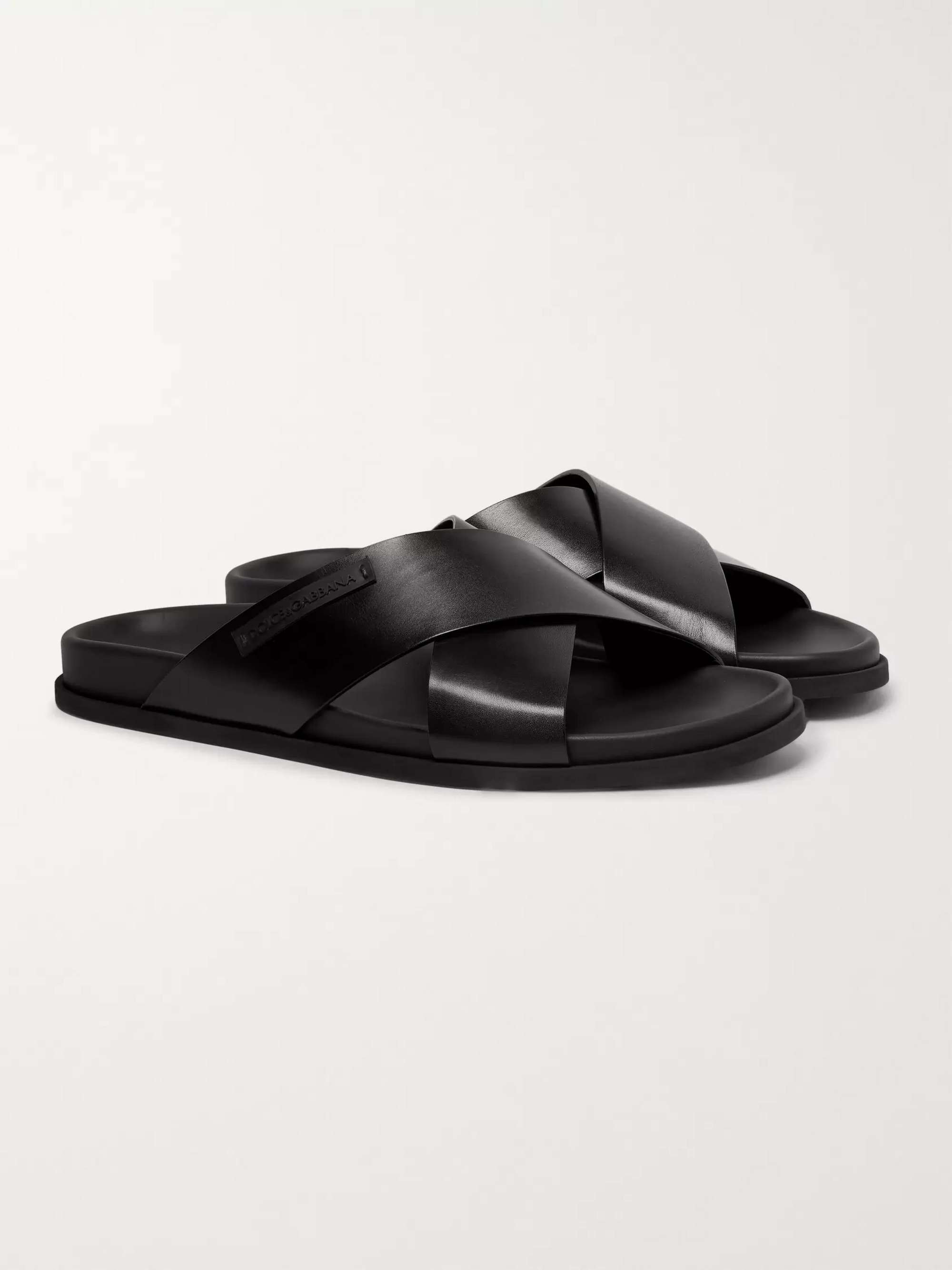 DOLCE&GABBANA Logo-Appliquéd Leather Sandals
