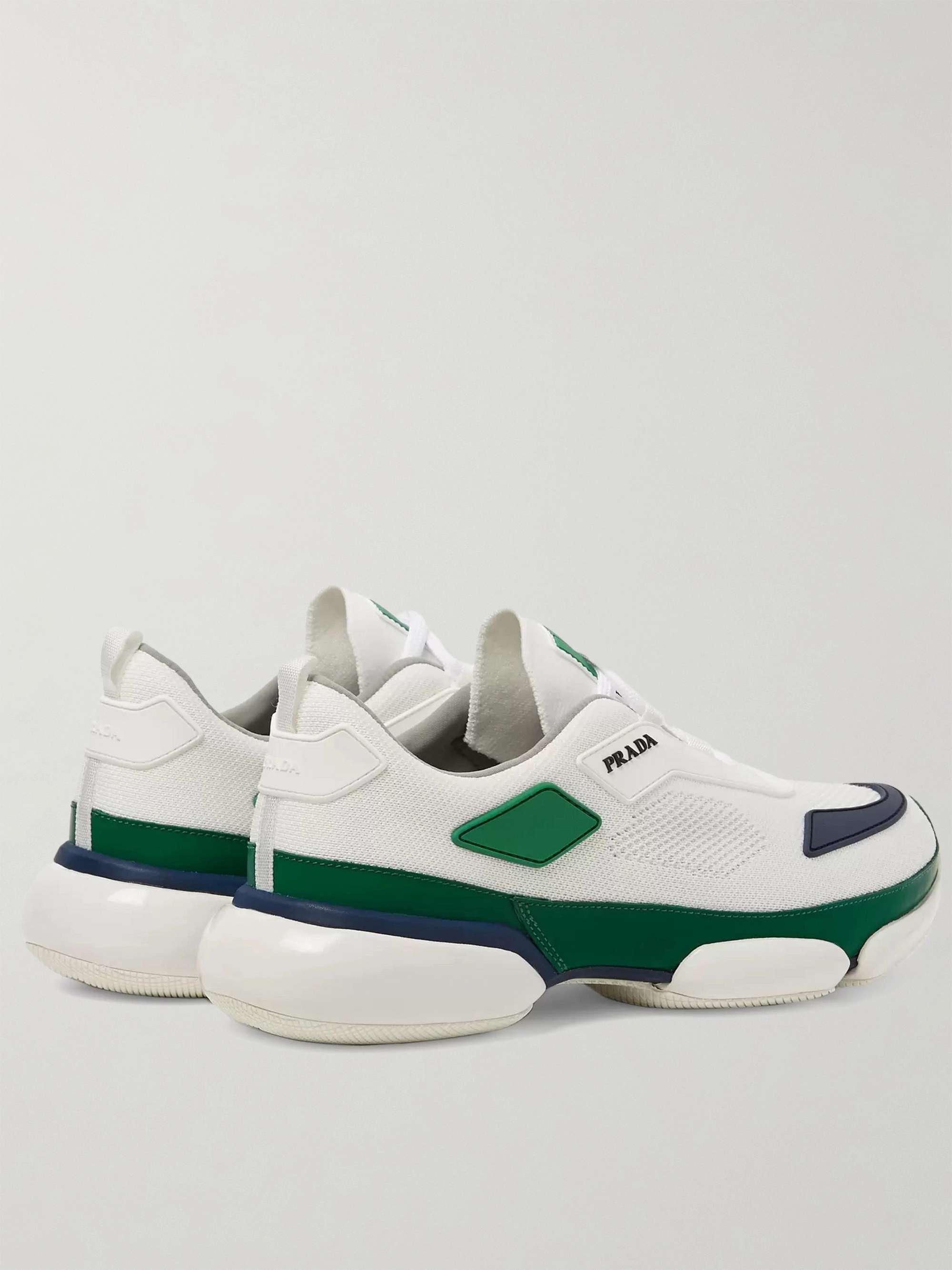 PRADA Cloudbust Mesh, Rubber and Leather Sneakers